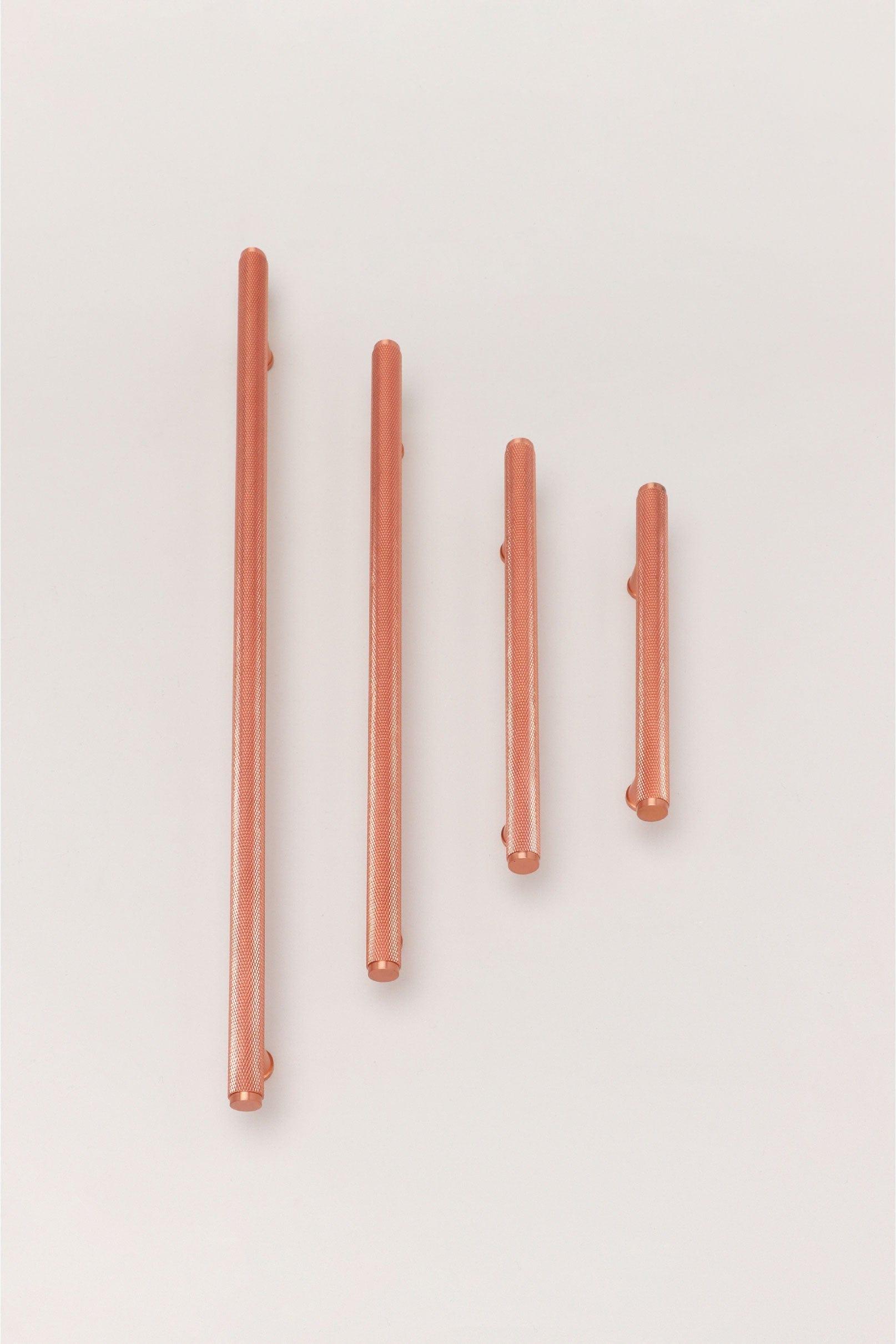 Brass Solid Matt Knurled T Bar Kitchen Rose Gold Cupboard Handles - G Decor