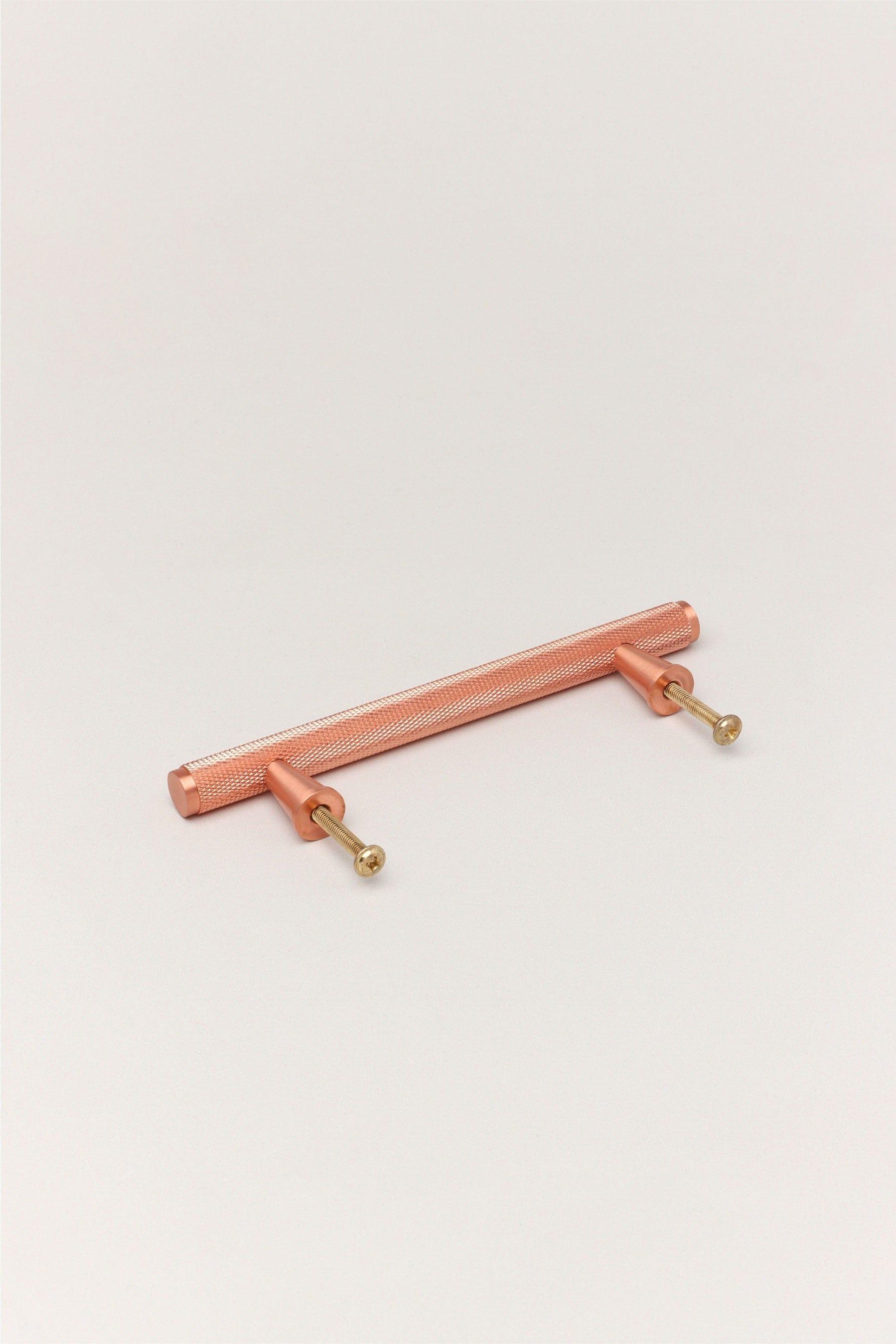 Brass Solid Matt Knurled T Bar Kitchen Rose Gold Cupboard Handles - G Decor