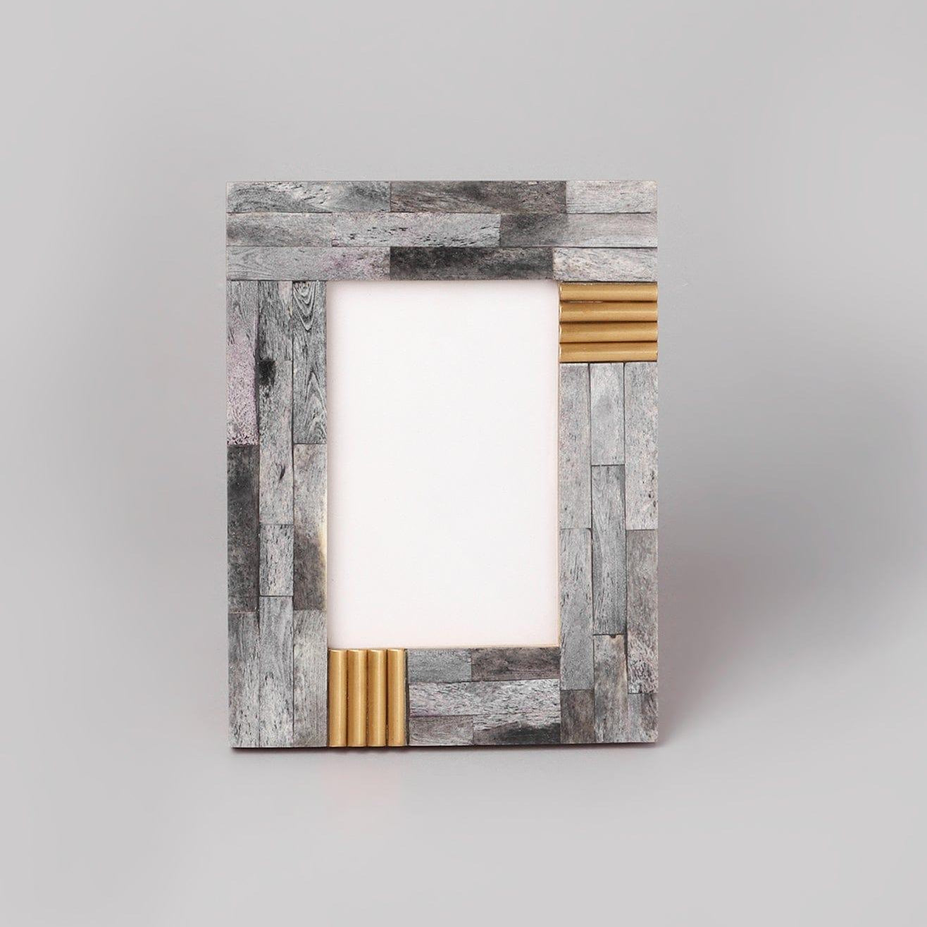 Cadre Doré Handcrafted Horn Bone & Brass Photo Frame Gray Picture Display - G Decor