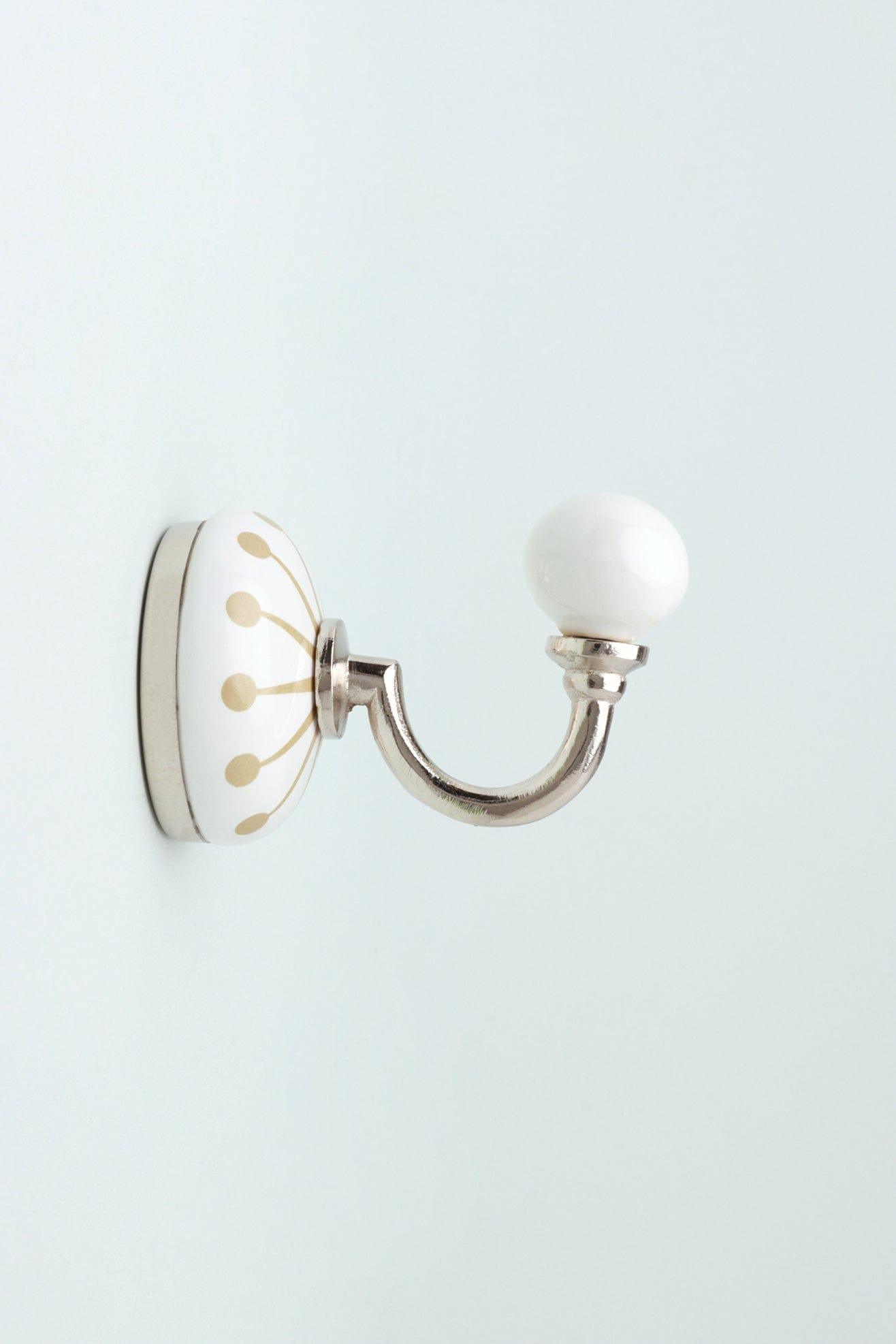 Cambridge Handcrafted Studio Wall Hook Ceramic Starburst Motif & Chrome Finish - G Decor