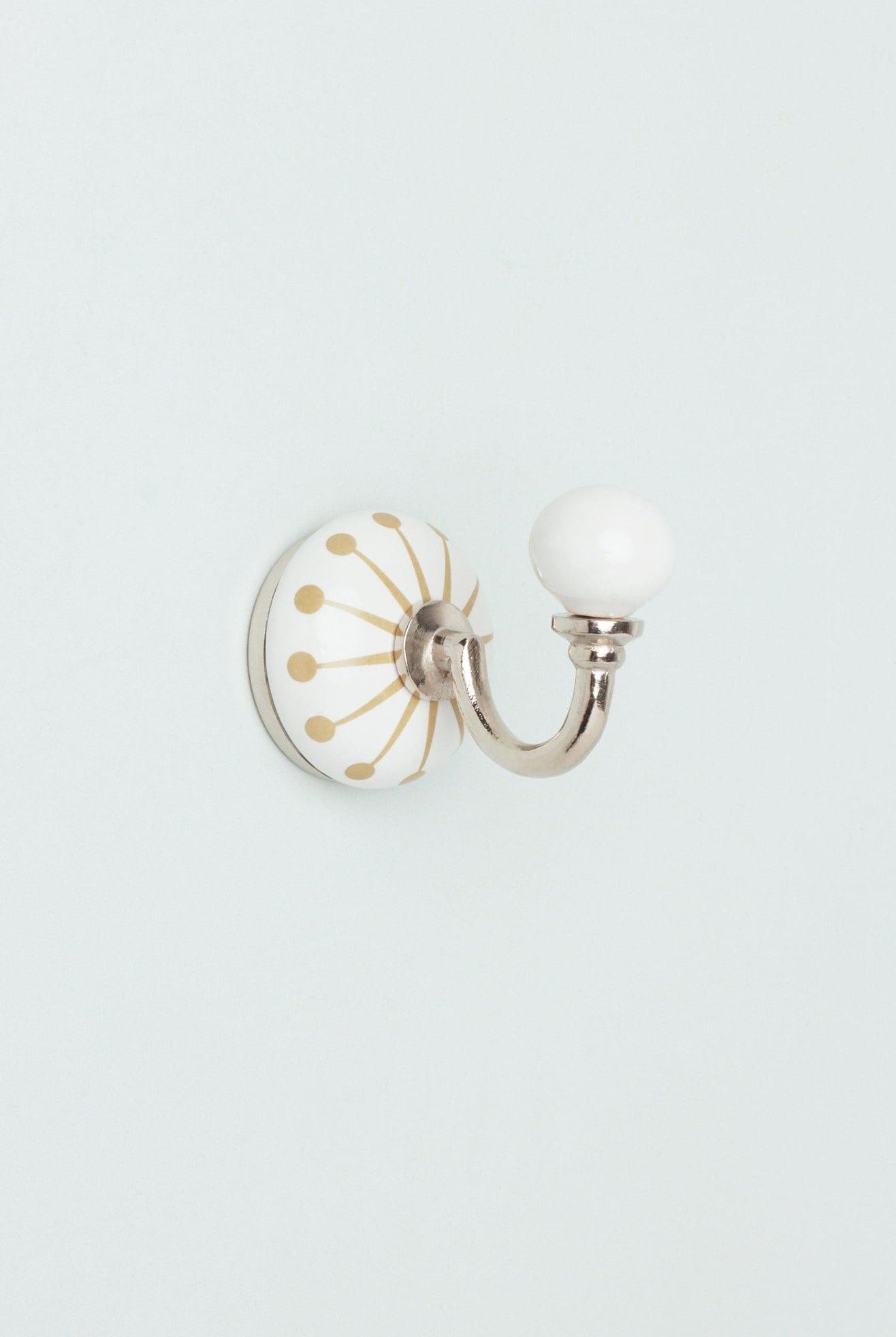 Cambridge Handcrafted Studio Wall Hook Ceramic Starburst Motif & Chrome Finish - G Decor