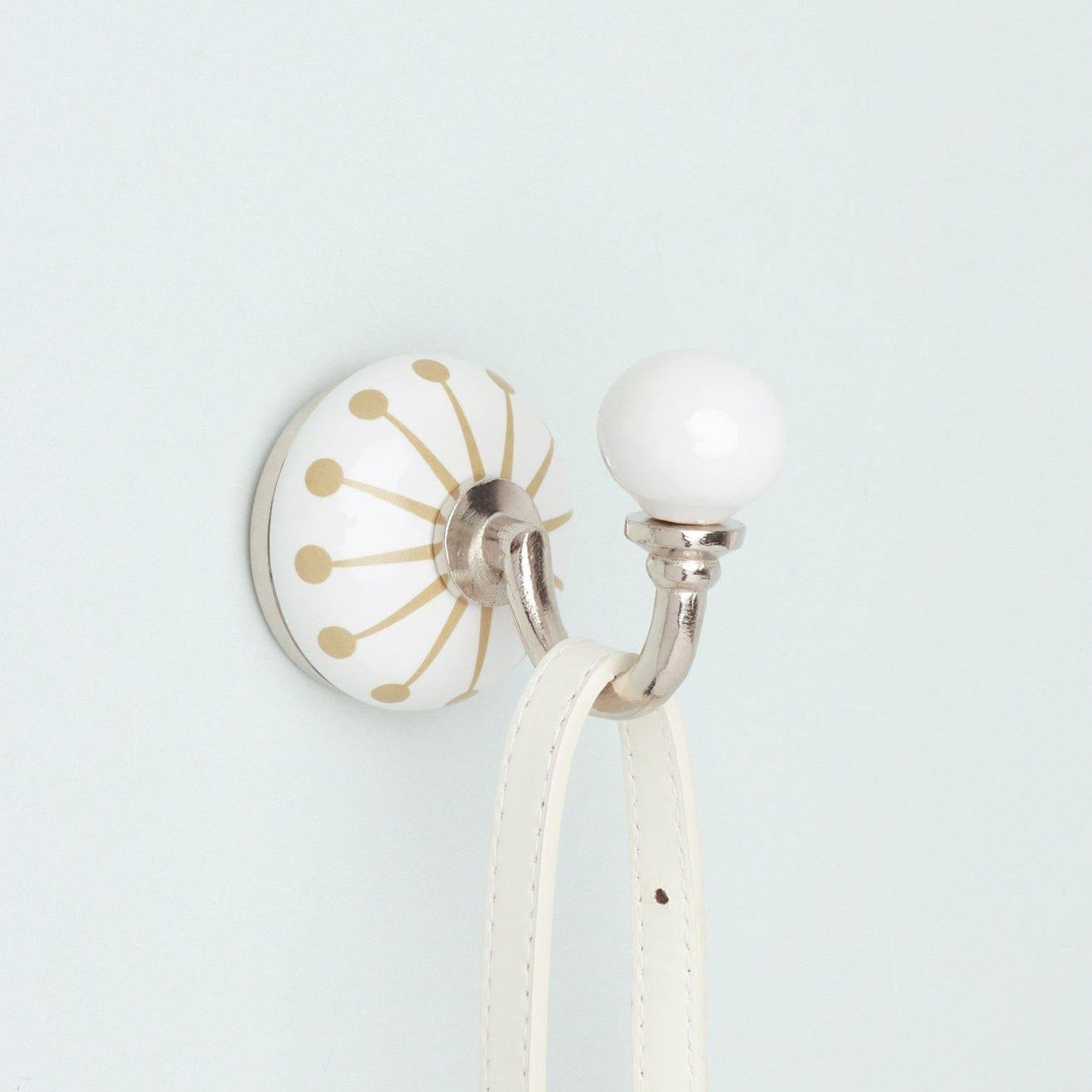 Cambridge Handcrafted Studio Wall Hook Ceramic Starburst Motif & Chrome Finish - G Decor