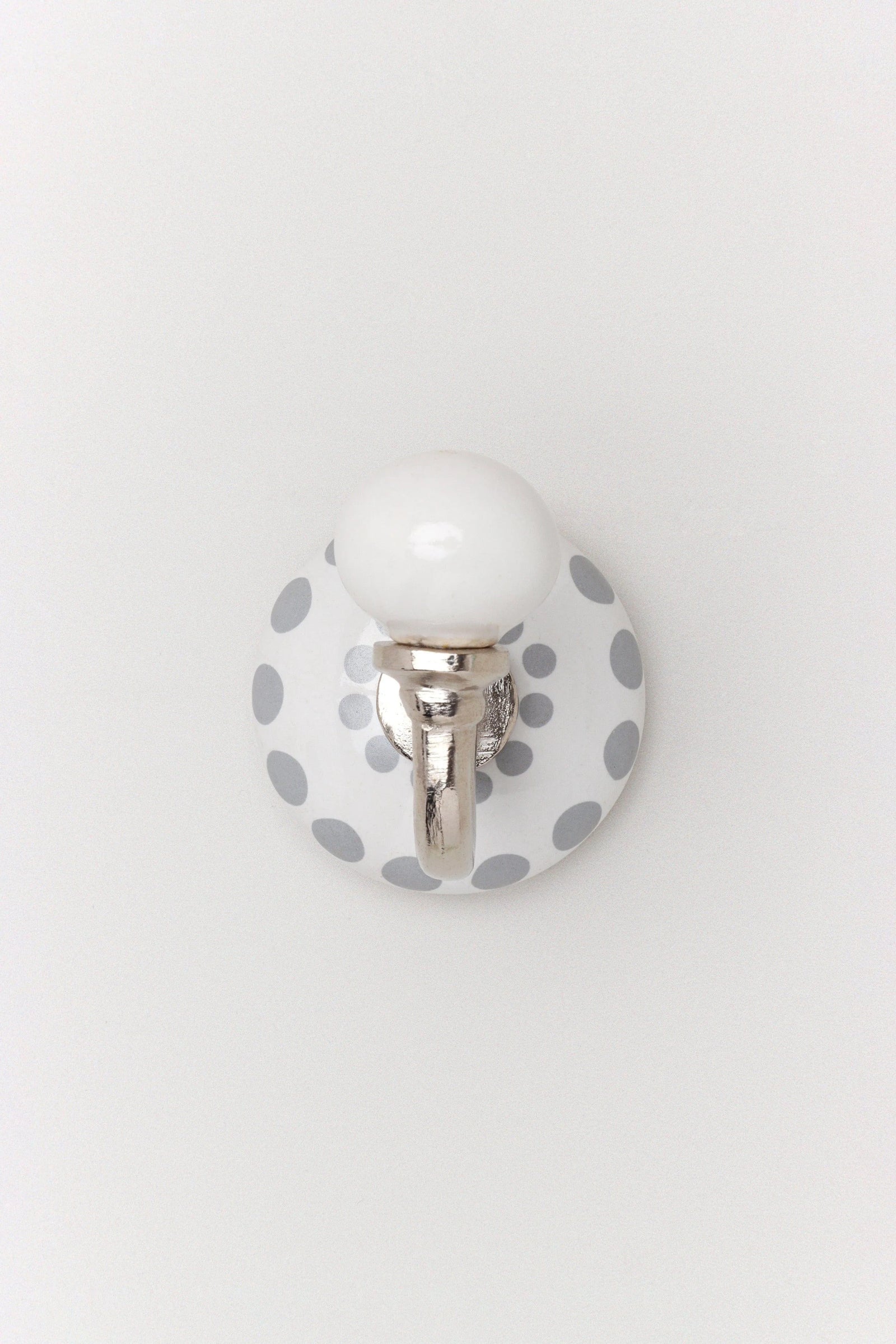 Cambridge Studio Patterned Ceramic Wall Hook with Chrome — close-up view, G Decor