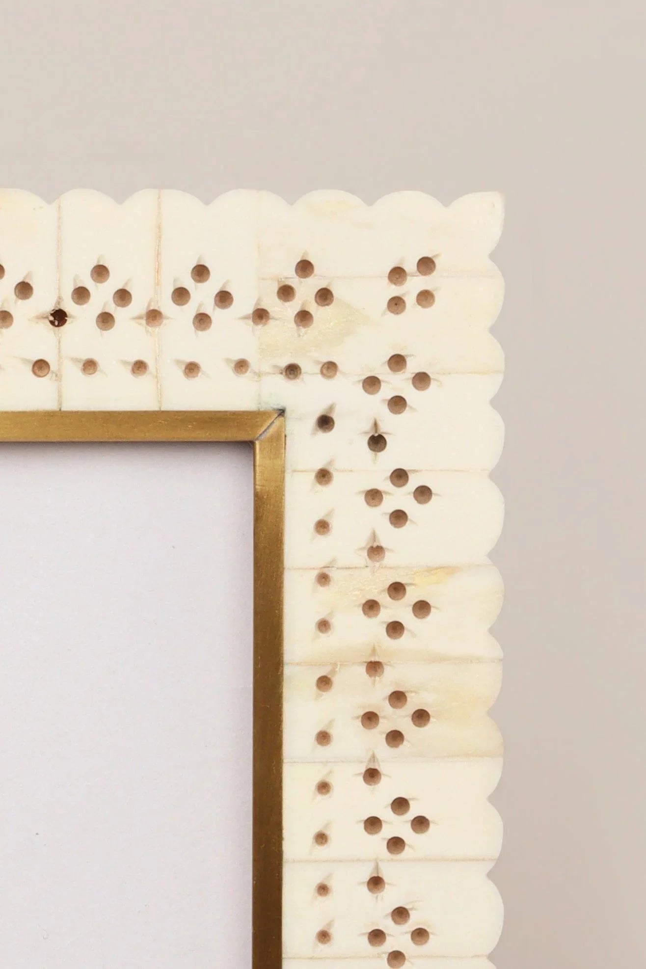 Carpathian Bone Inlay Photo Frame in Brass and Floral — view 6, G Decor