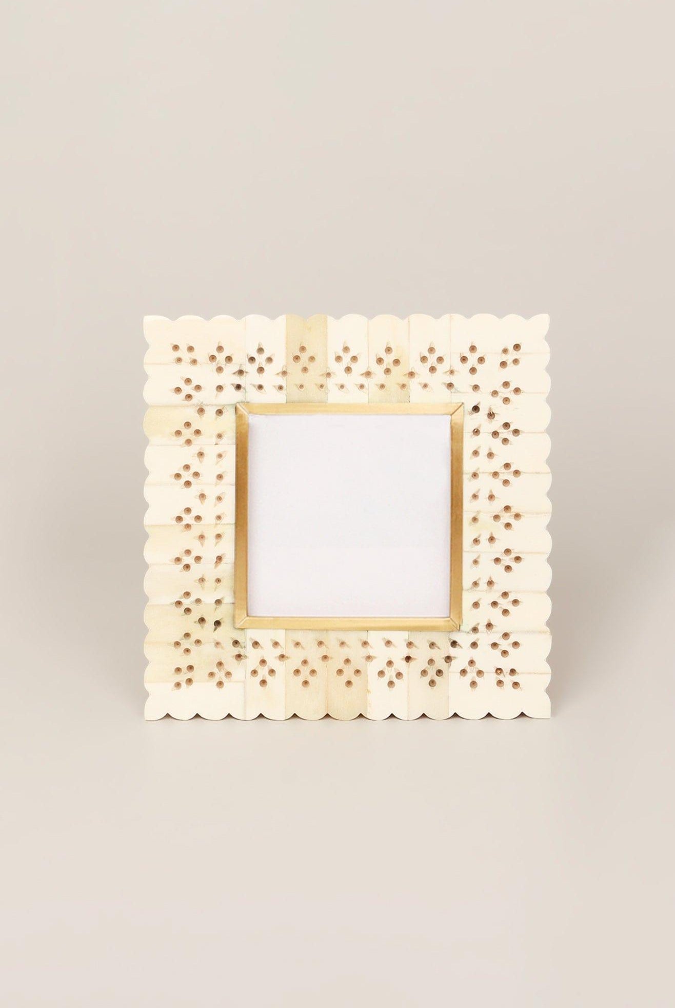 Carpathian Handmade Brass & Bone Inlay Photo Frame Floral Picture Display - G Decor