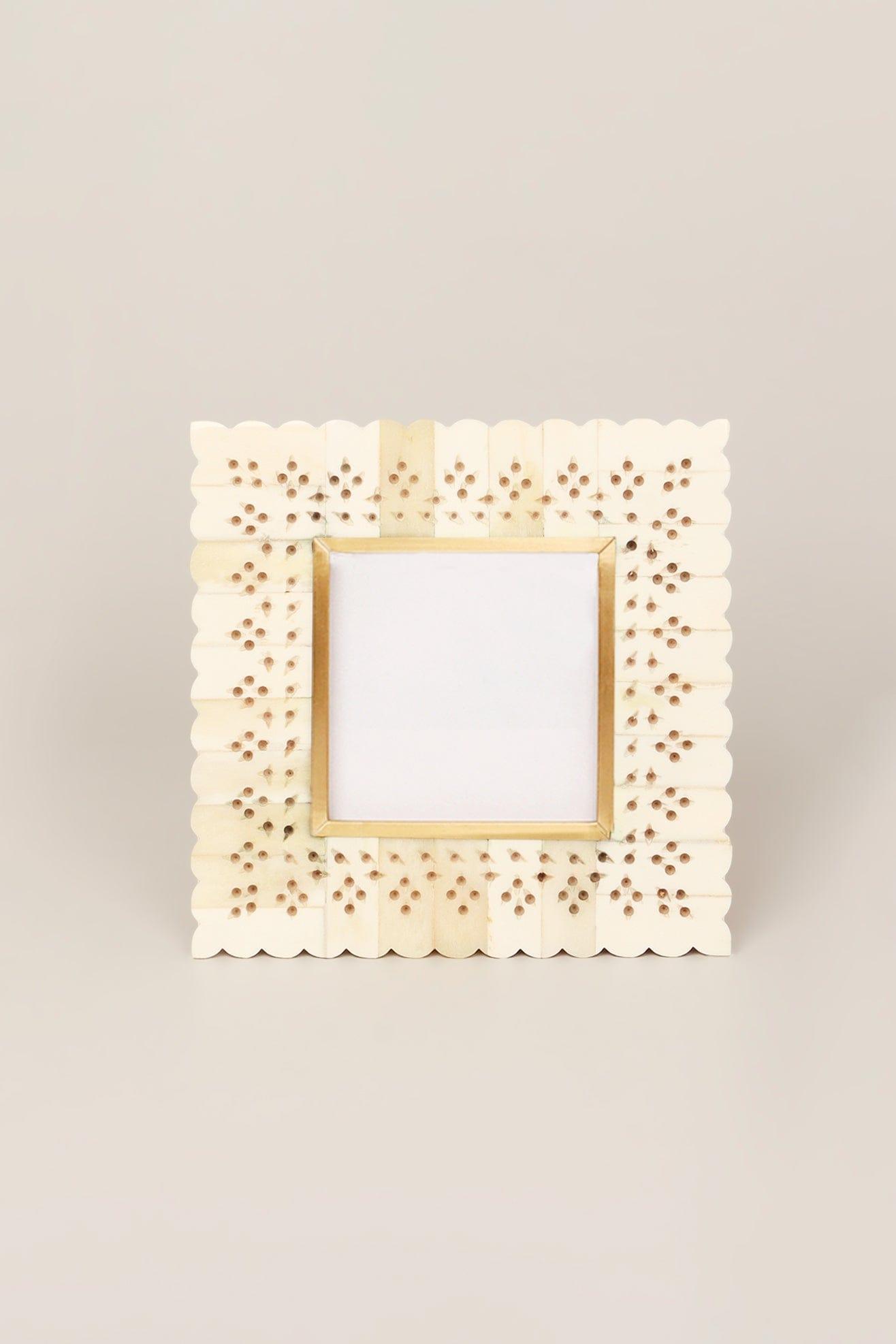 Carpathian Handmade Brass & Bone Inlay Photo Frame Floral Picture Display - G Decor