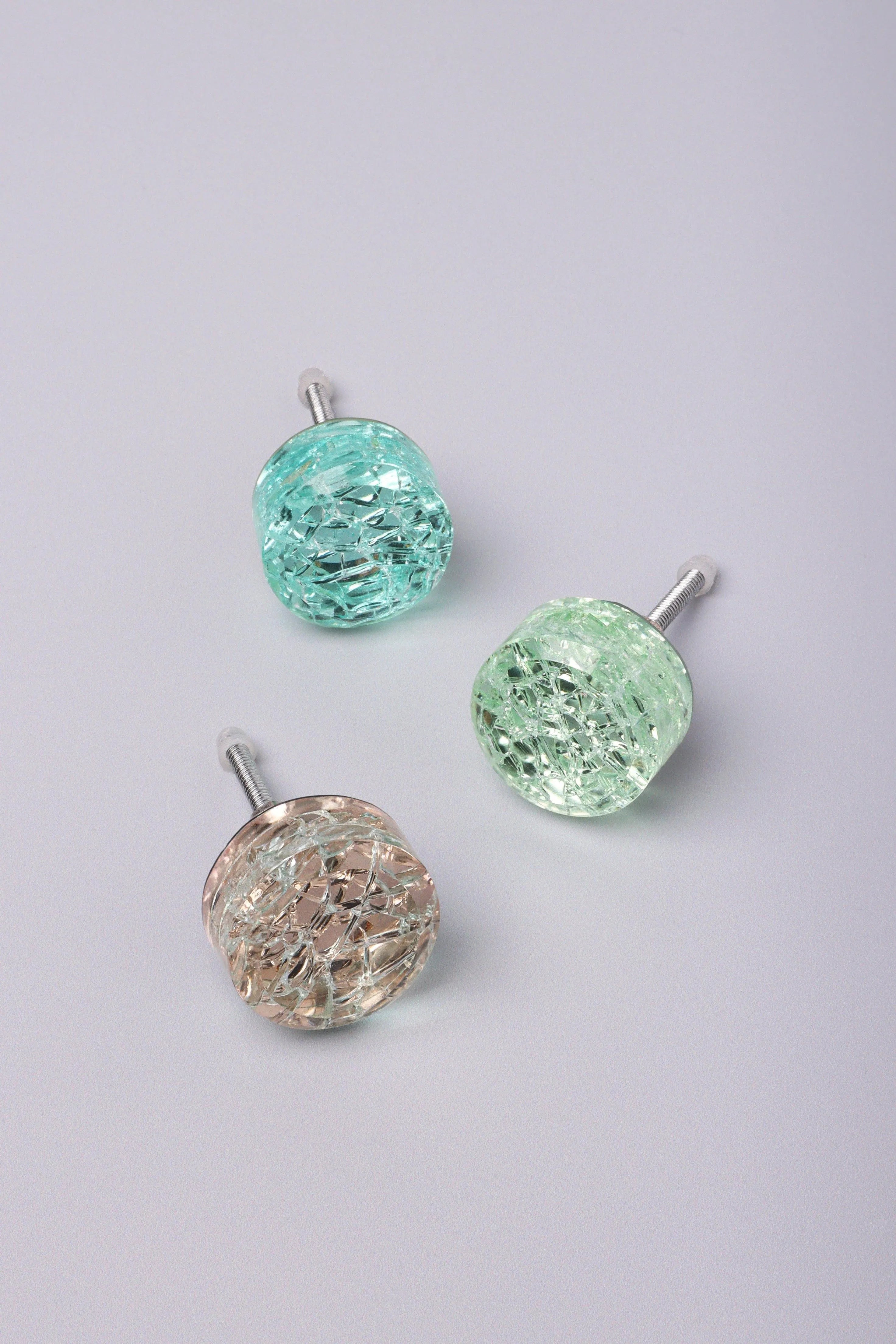 Cascadia Aurora Crystal Crackle Mirror Glass Pull Knob Light Edition - G Decor