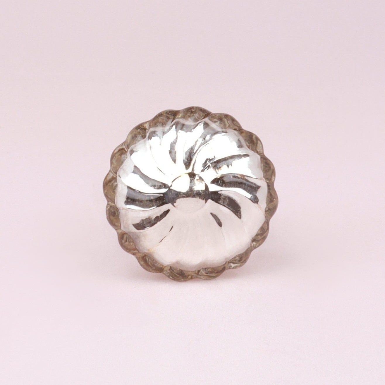 Celestia Swirl Mercury Glass Silver Chrome Door Knob Handle - G Decor