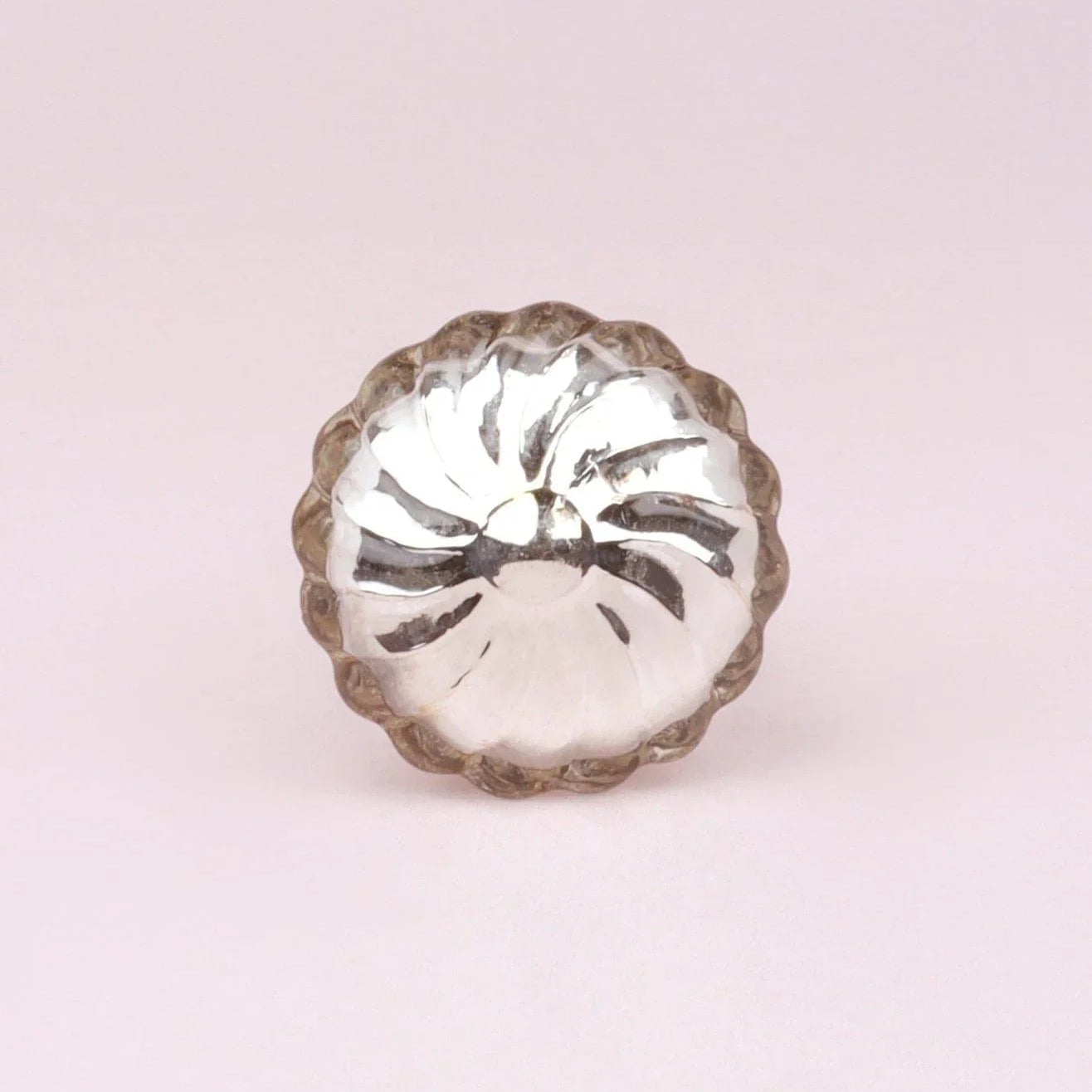 Celestia Swirl Mercury Glass Silver Chrome Door Knob Handle - G Decor