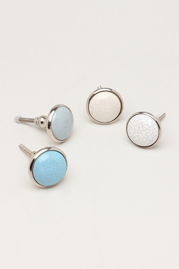 Charming Crackle Ceramic Cabinet Knob with Chrome Base