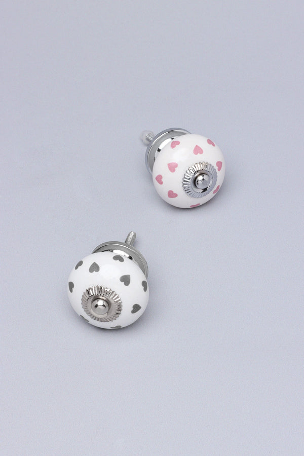 Bezaubernder Türknauf aus Keramik mit Polka-Herz-Motiv