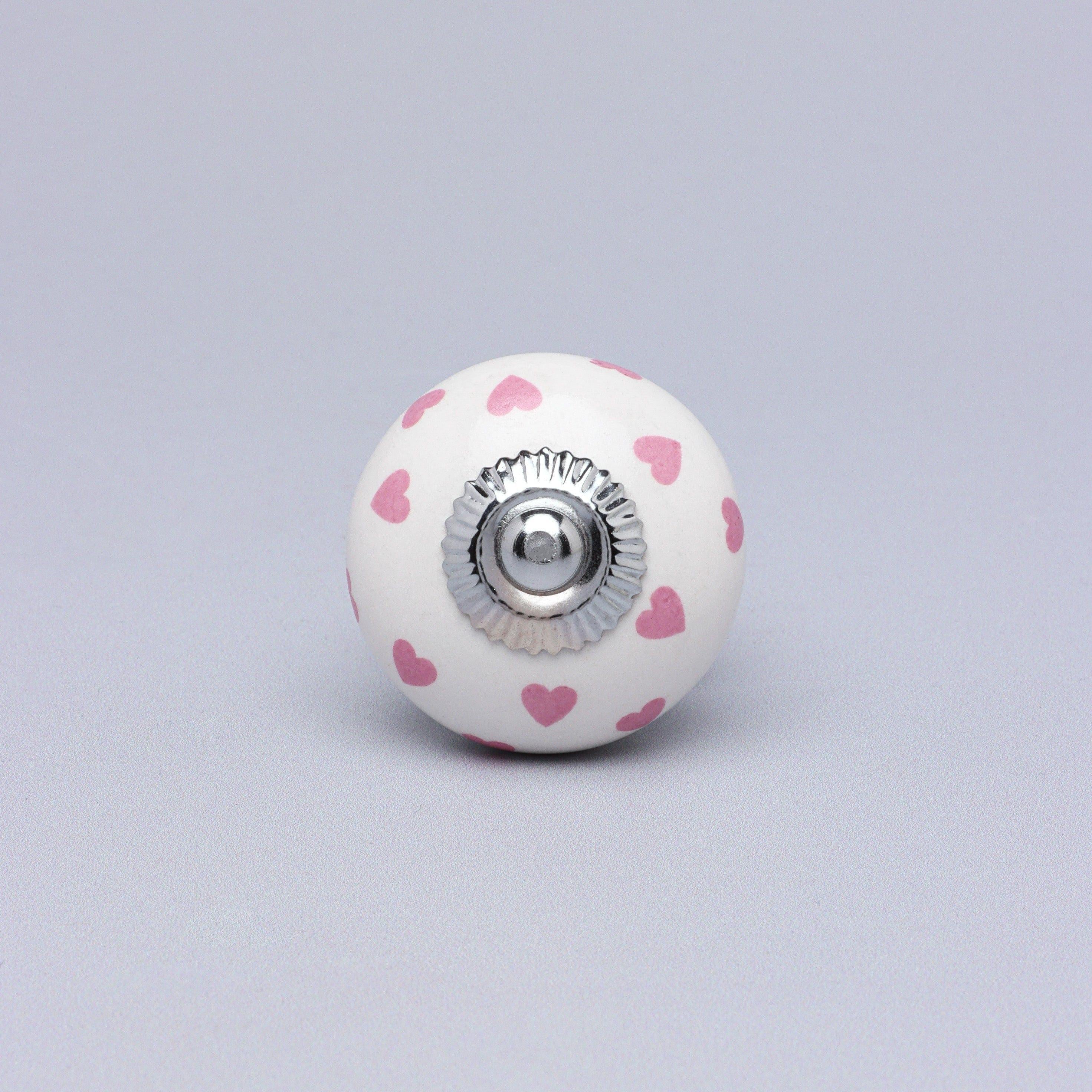 Charming Polka Heart Ceramic Door Knob - G Decor