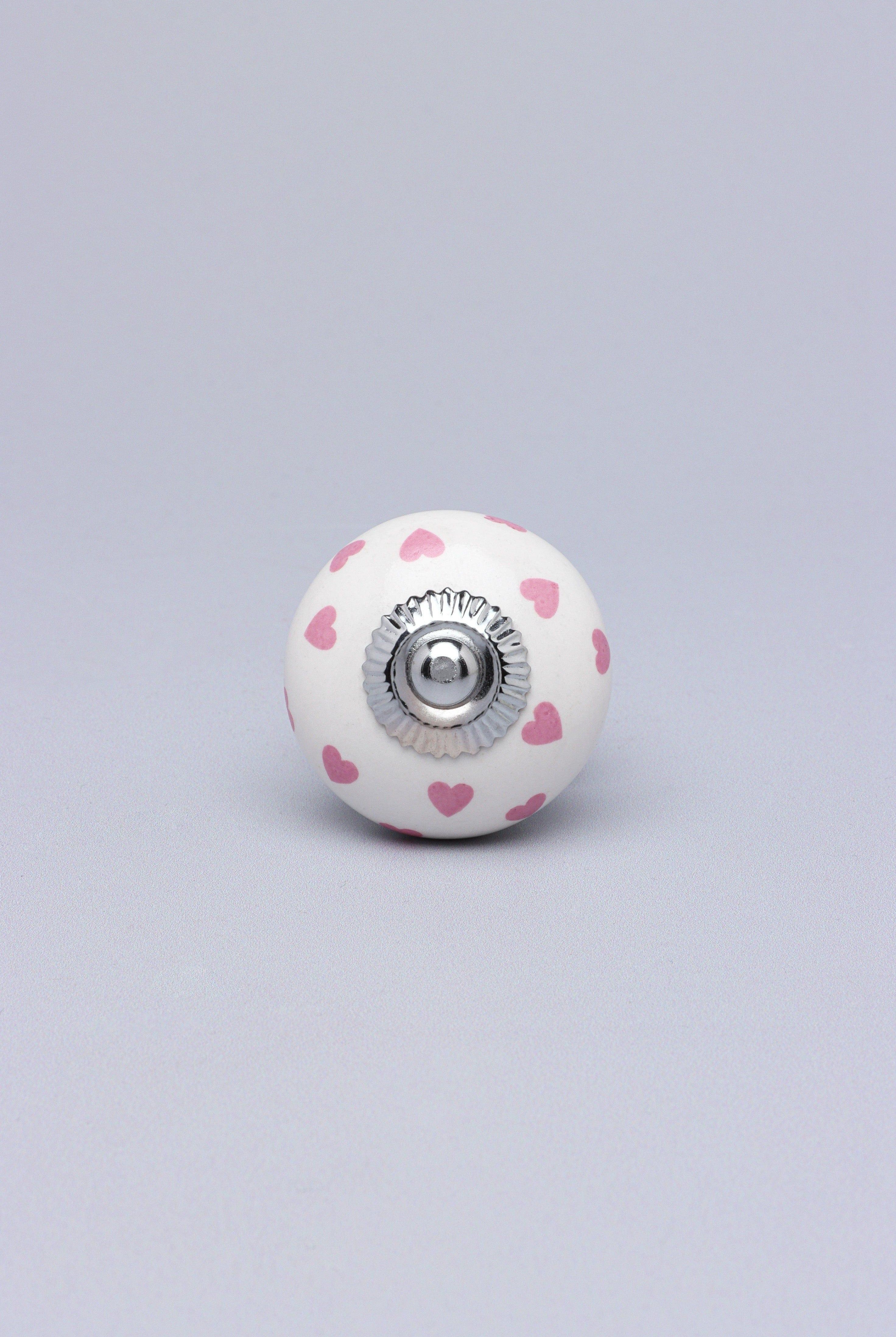 Charming Polka Heart Ceramic Door Knob - G Decor