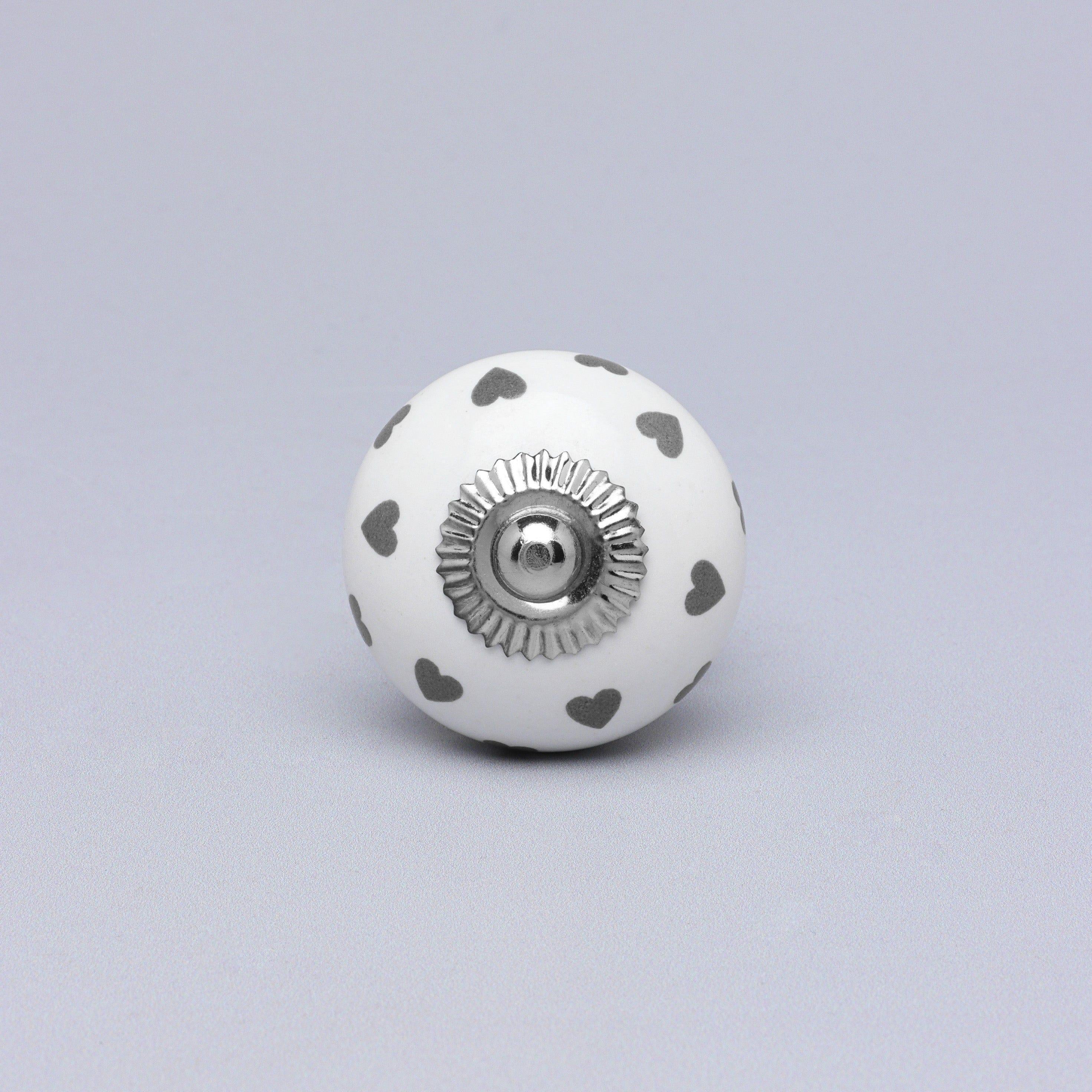 Charming Polka Heart Ceramic Door Knob - G Decor