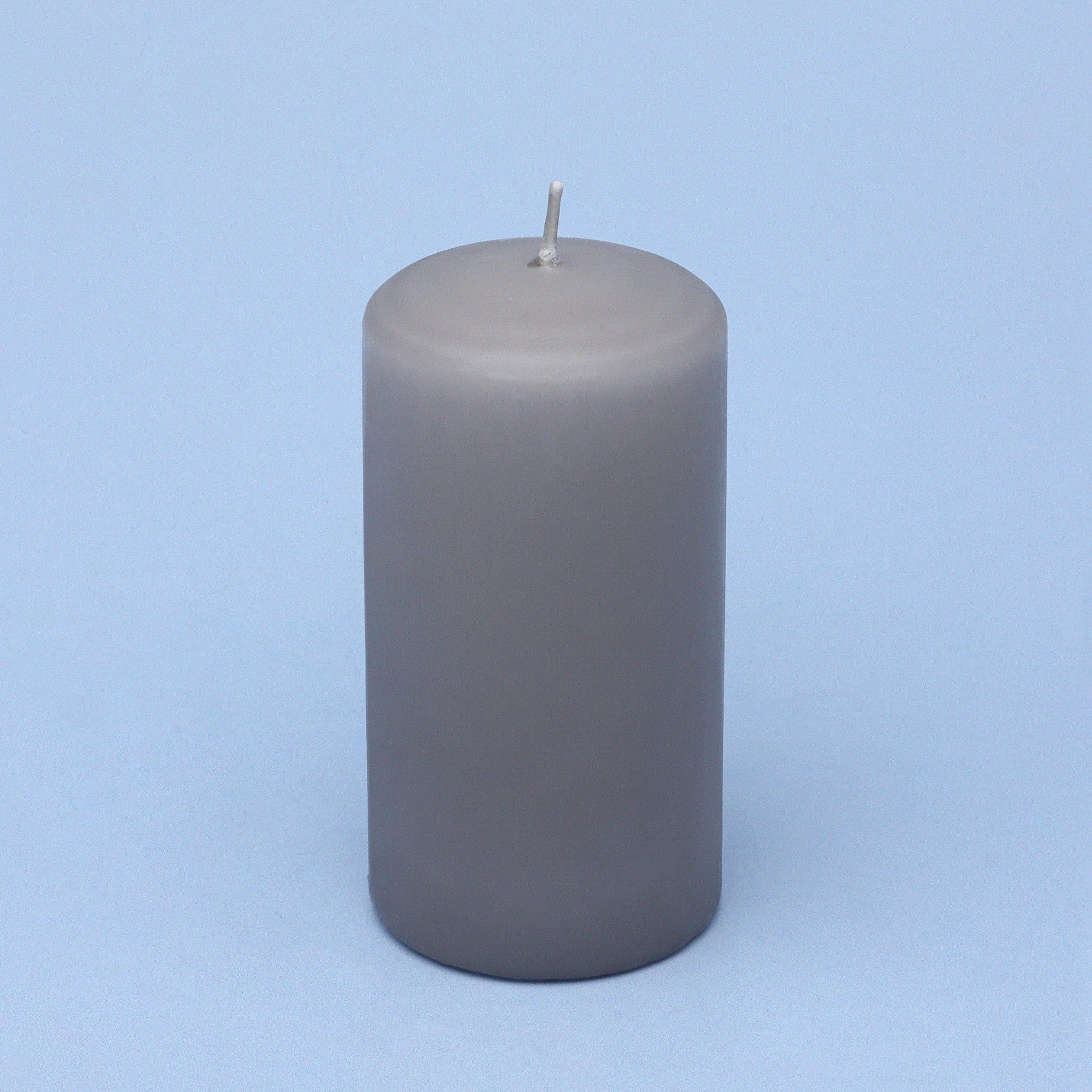 Classic Unscented White Grey Pillar Candle - G Decor