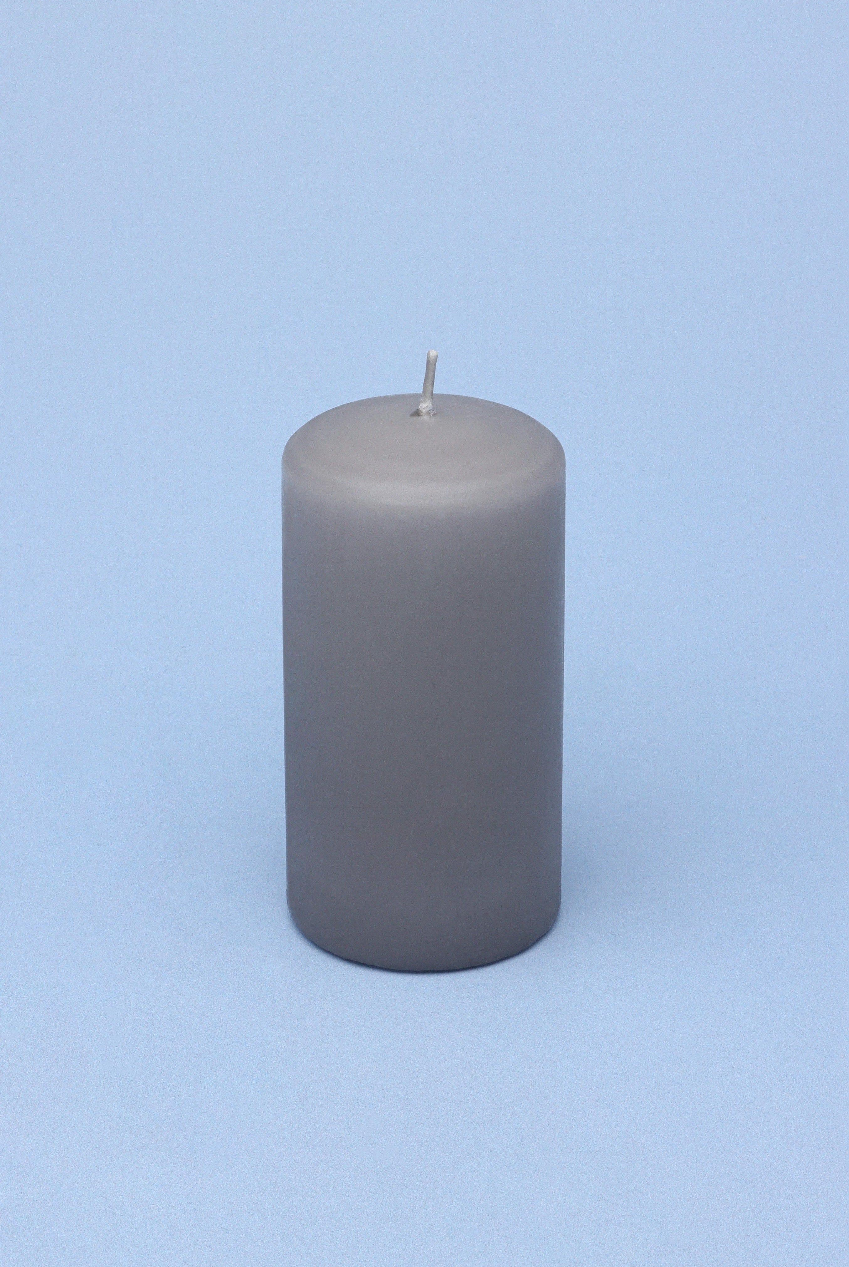 Classic Unscented White Grey Pillar Candle - G Decor