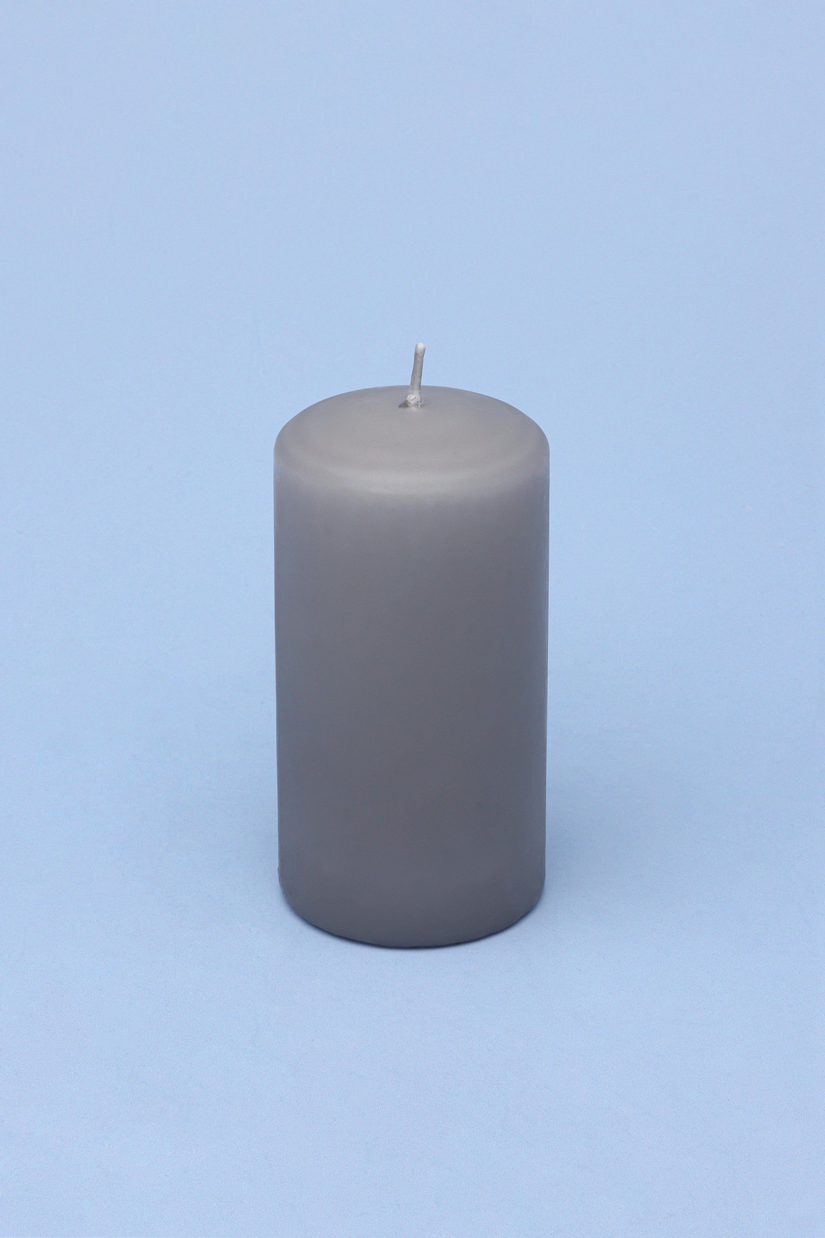 Classic Unscented White Grey Pillar Candle - G Decor
