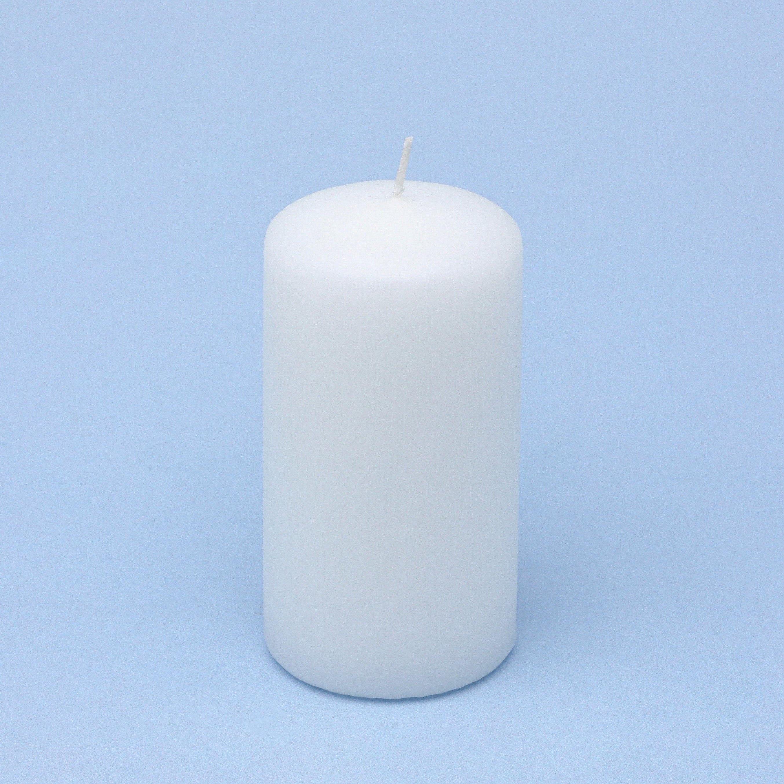 Classic Unscented White Grey Pillar Candle - G Decor