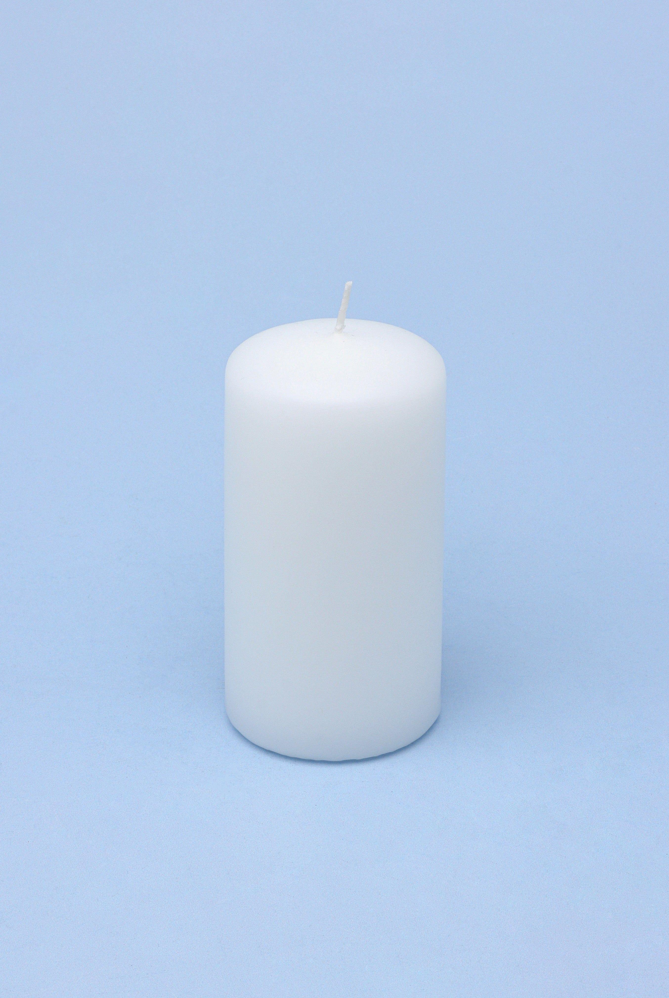 Classic Unscented White Grey Pillar Candle - G Decor