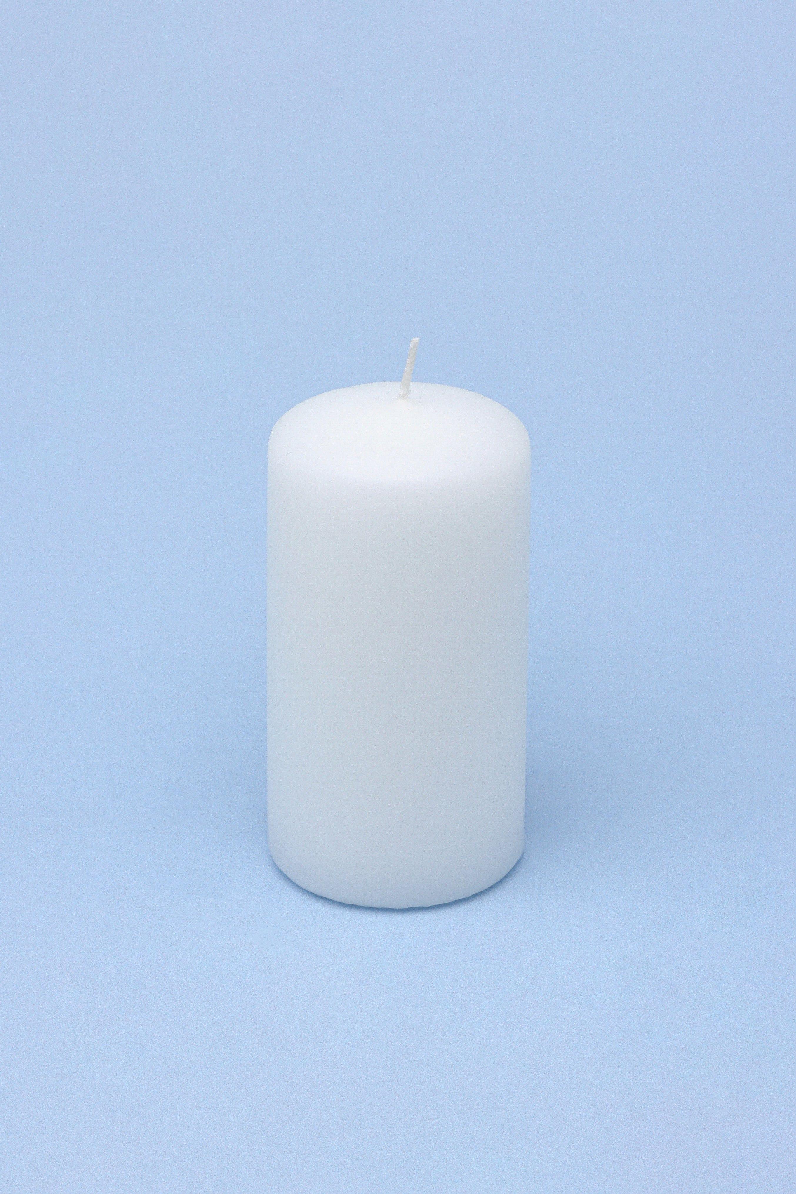 Classic Unscented White Grey Pillar Candle - G Decor