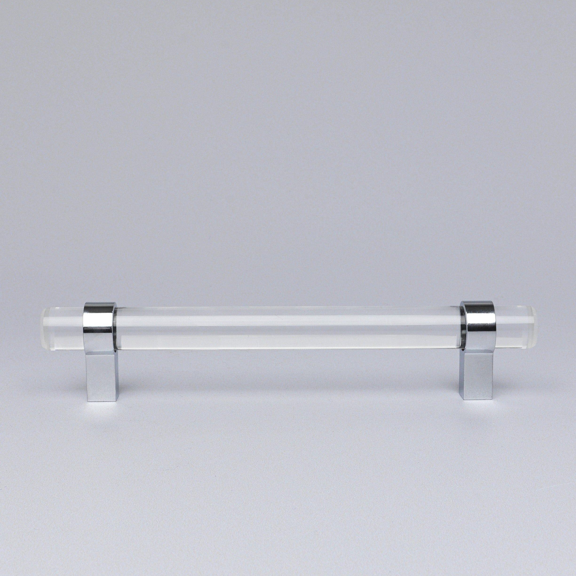 Clear Glass Cabinet Bar Handles With Chrome Finish - G Decor