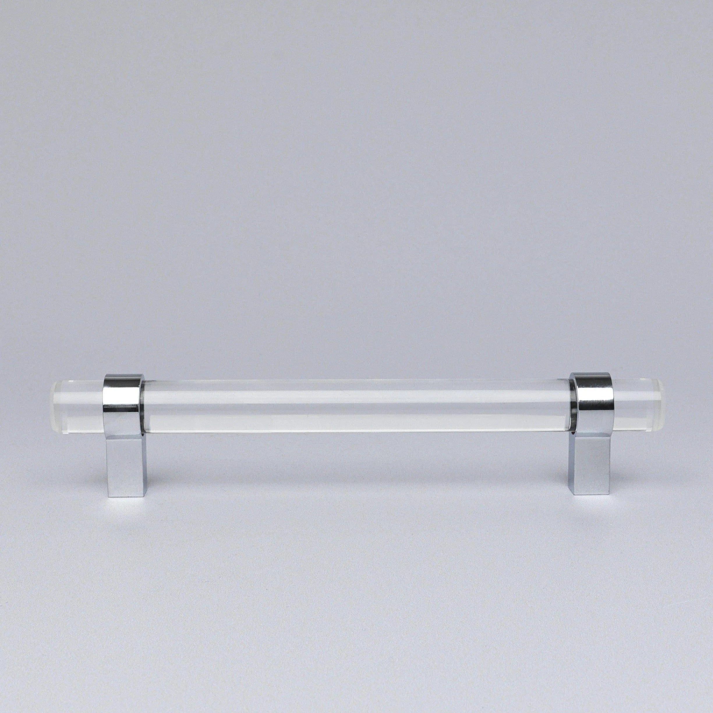 Clear Glass Cabinet Bar Handles With Chrome Finish - G Decor