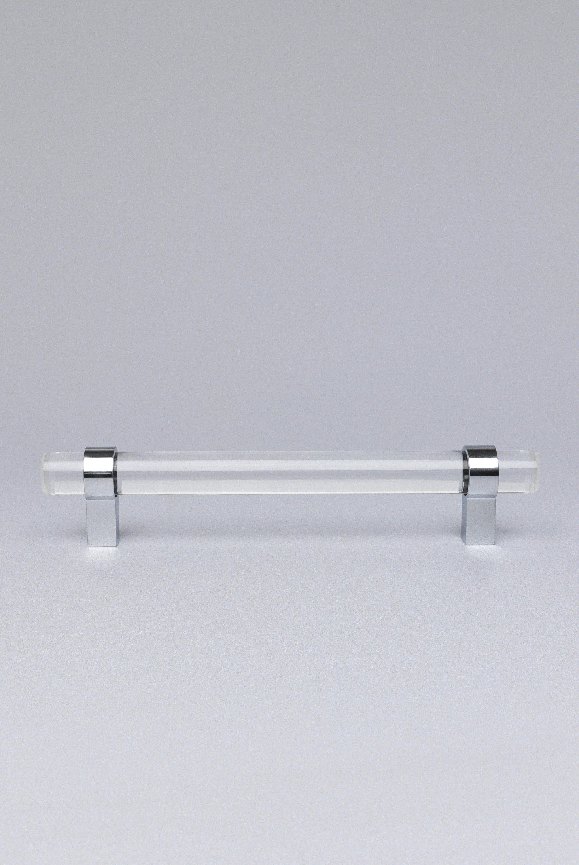 Clear Glass Cabinet Bar Handles With Chrome Finish - G Decor
