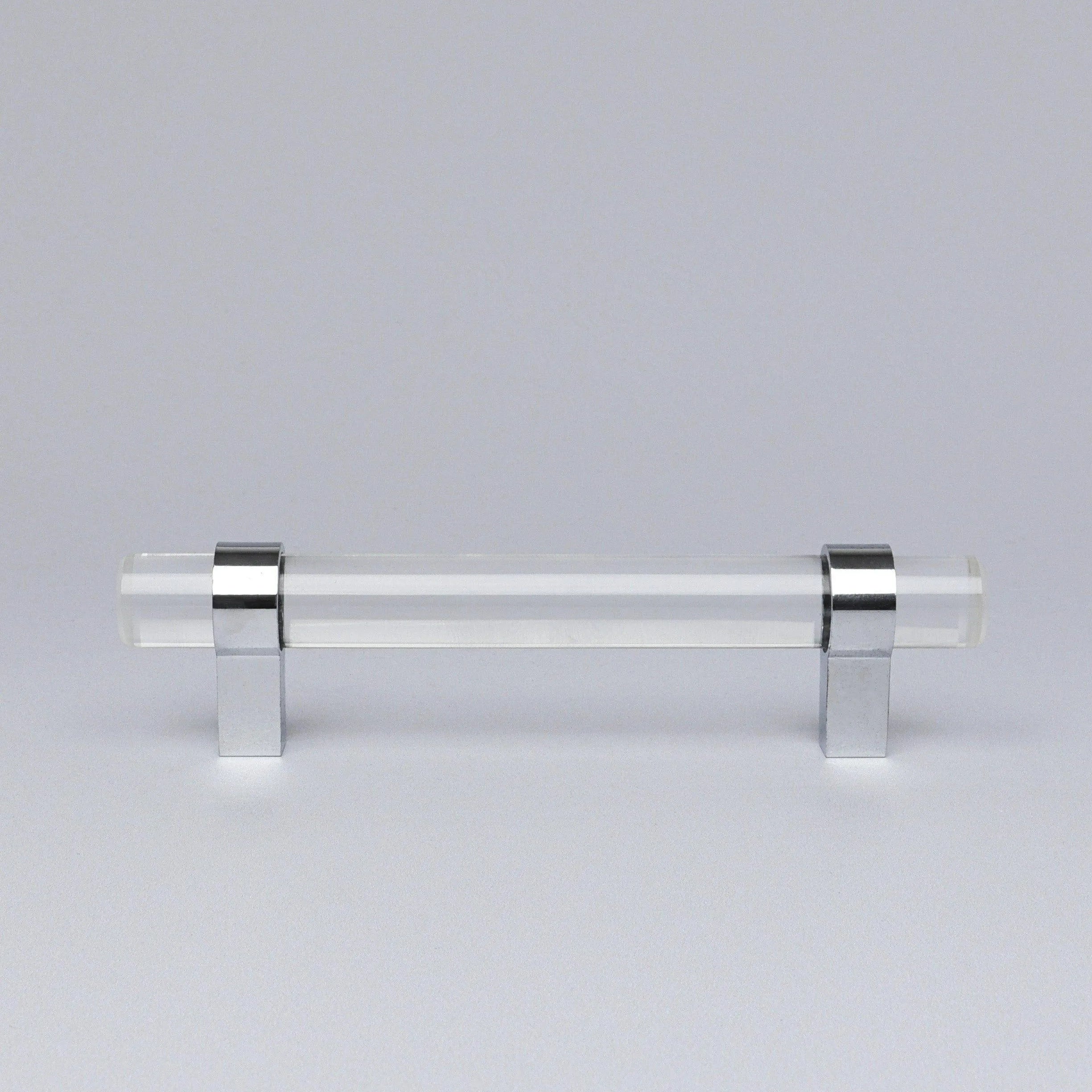 Clear Glass Cabinet Bar Handles With Chrome Finish - G Decor