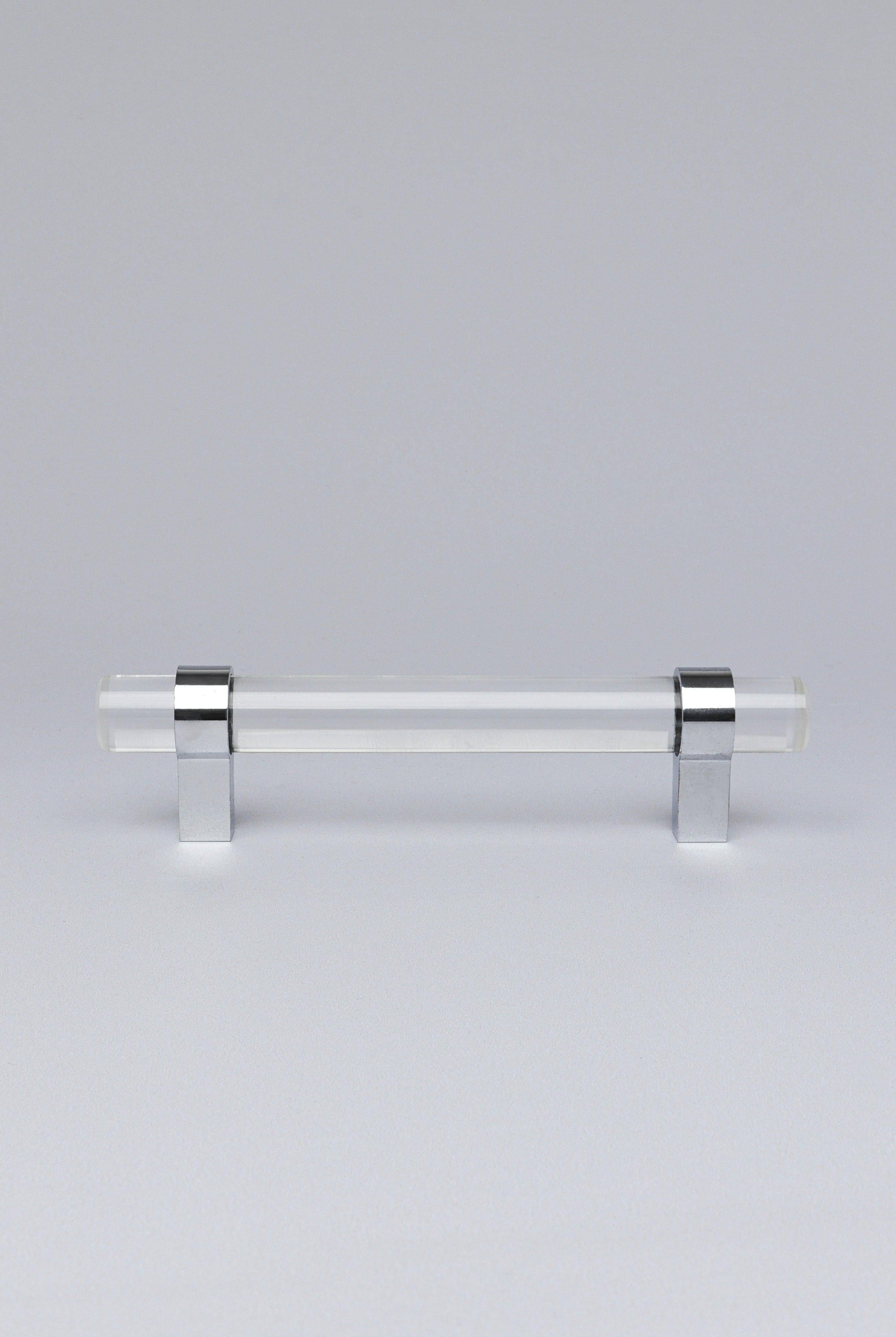 Clear Glass Cabinet Bar Handles With Chrome Finish - G Decor