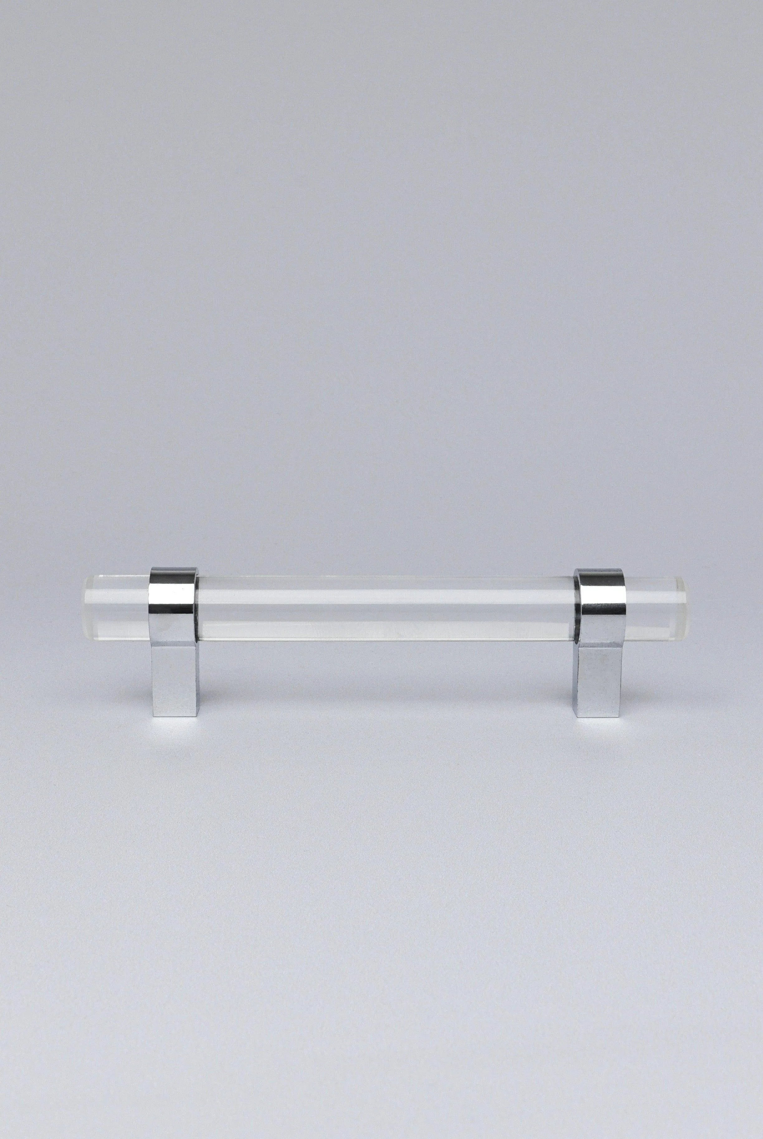 Clear Glass Cabinet Bar Handles With Chrome Finish - G Decor