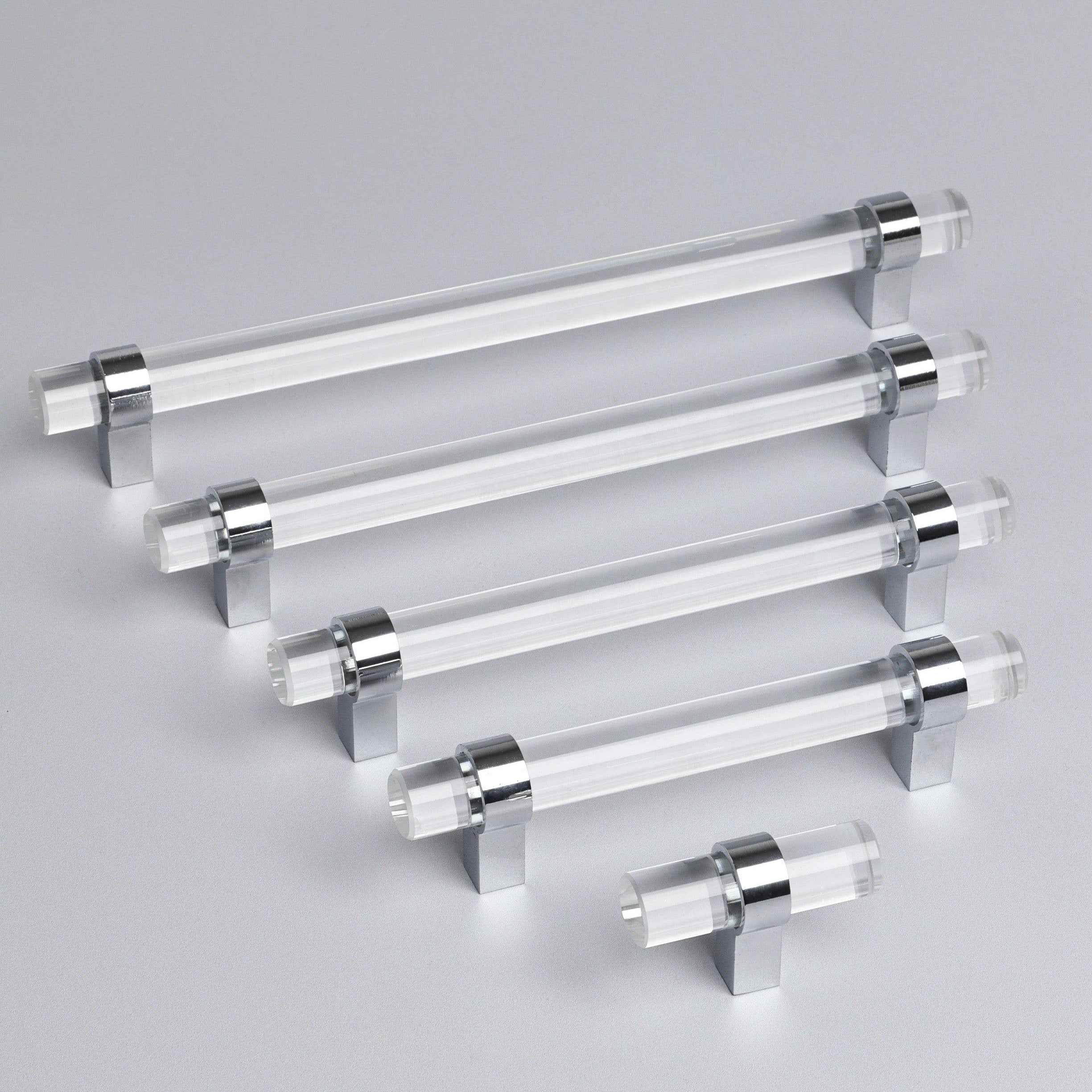 Clear Glass Cabinet Bar Handles With Chrome Finish - G Decor