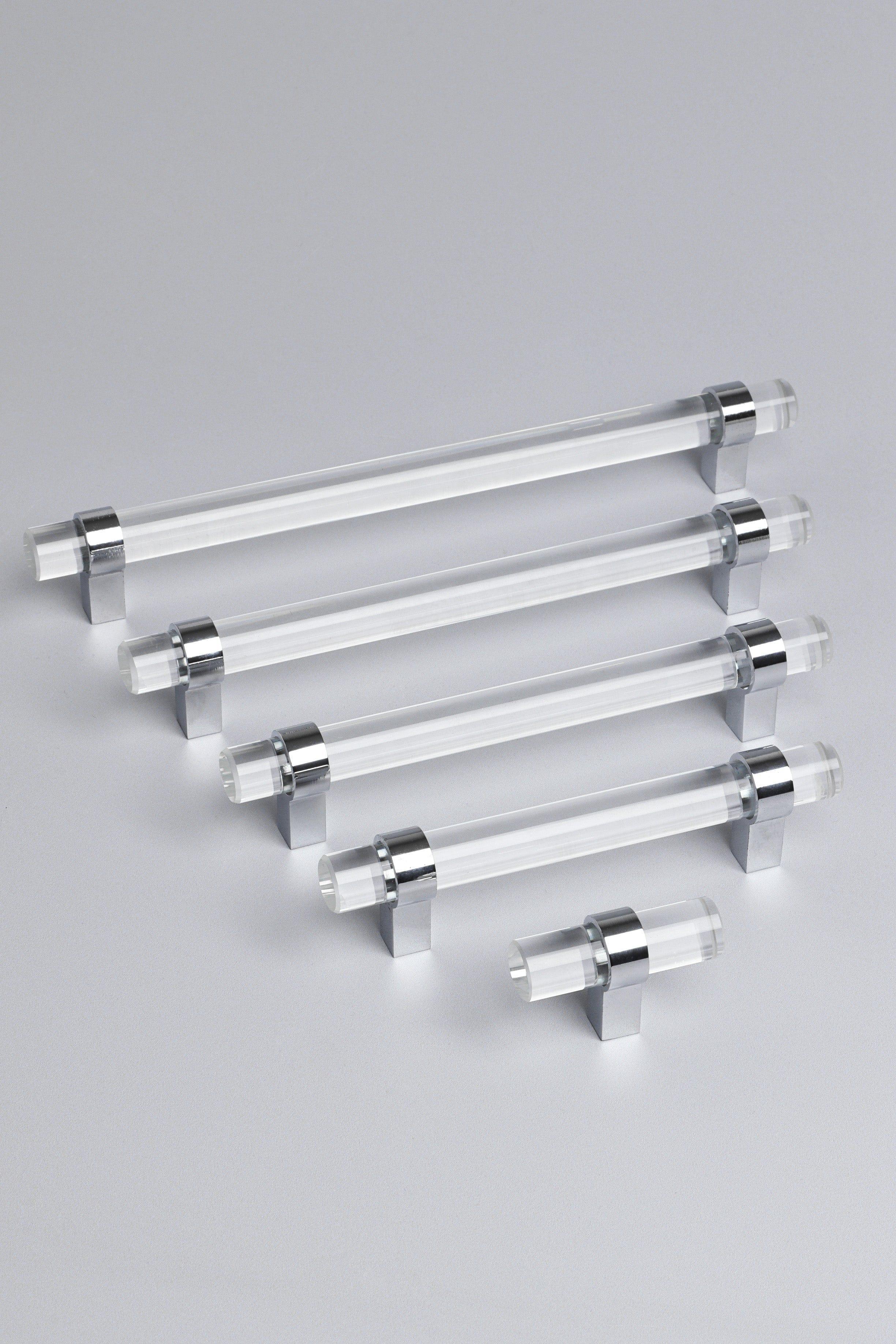 Clear Glass Cabinet Bar Handles With Chrome Finish - G Decor