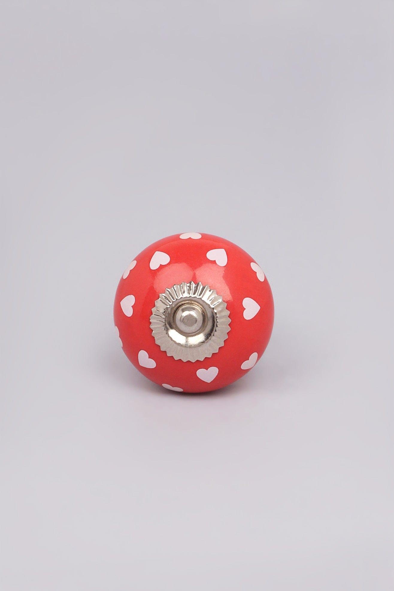 Coloured Bold Polka Hearts Ceramic Door Knobs - G Decor