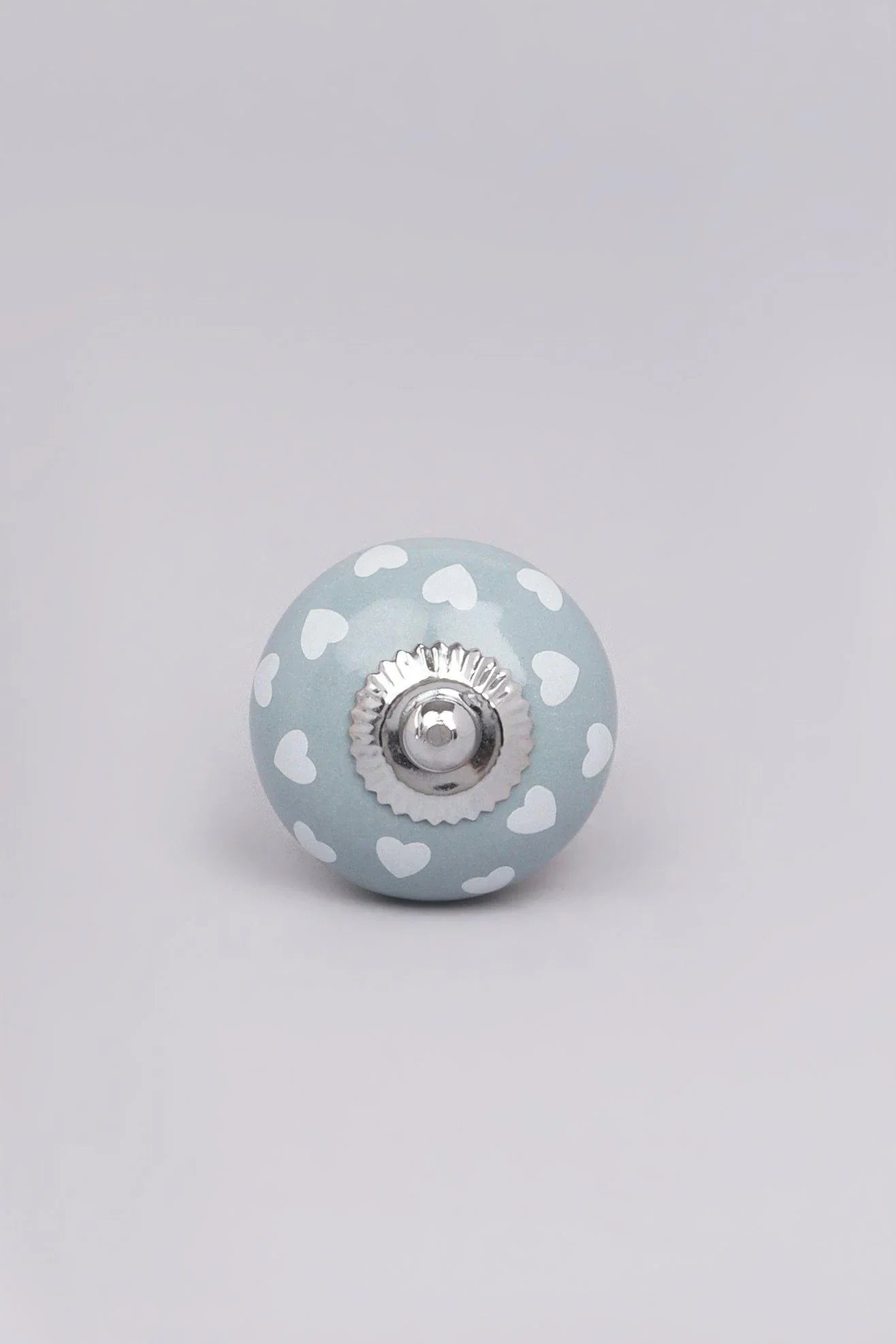 Pastel Polka Hearts Ceramic Cabinet Knob — close-up view, G Decor