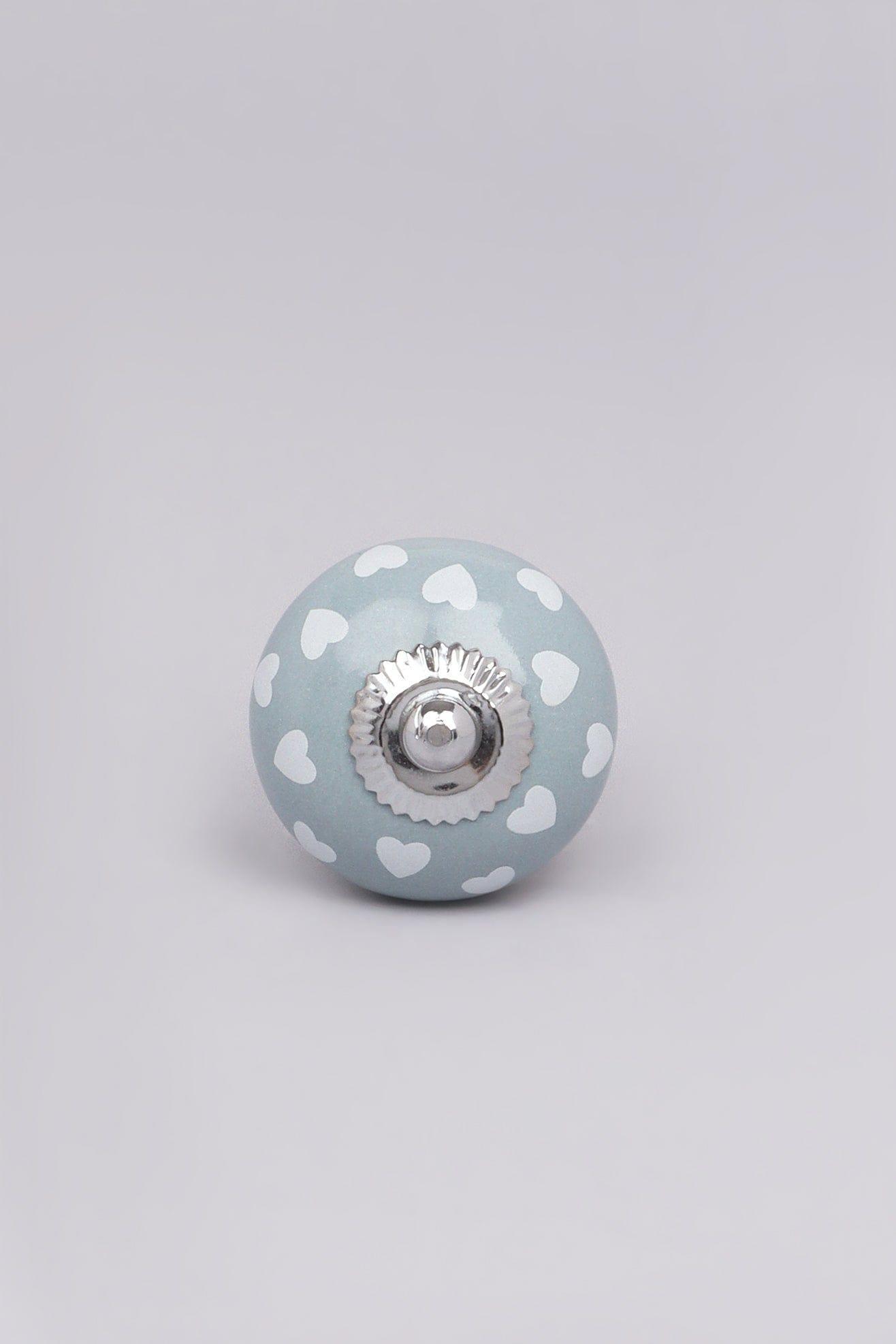 Coloured Pastel Polka Hearts Ceramic Door Knobs - G Decor