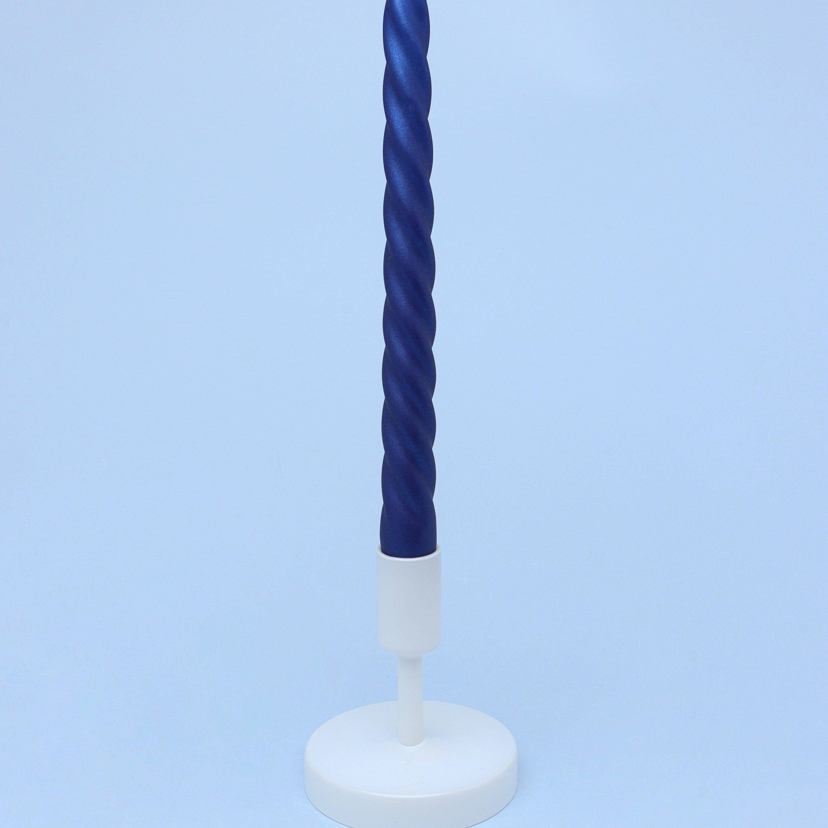 Coraline Cérulea Set of 2, 10 or 20 Royal Blue Twisted Dinner & Taper Candles - G Decor