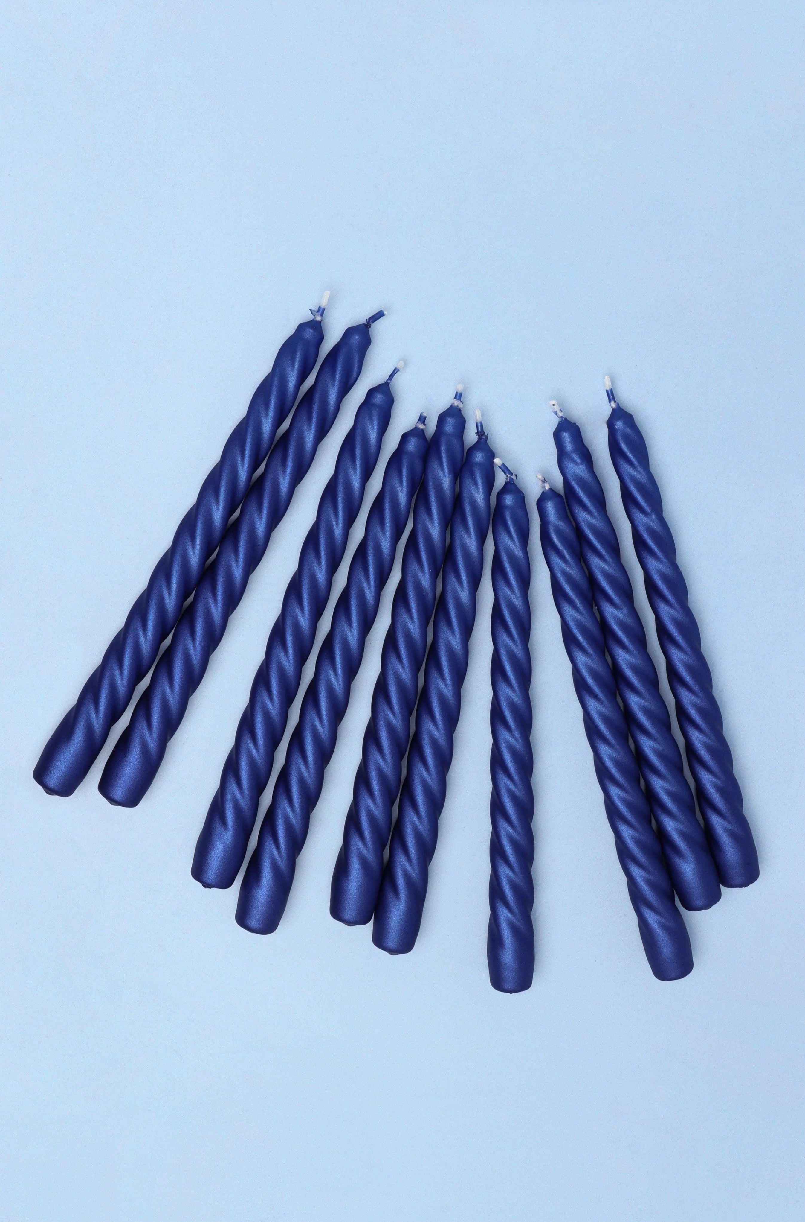 coraline-cerulea-set-of-2-10-or-20-royal-blue-twisted-dinner-and-taper-candles-g-decor-71680 - G Decor