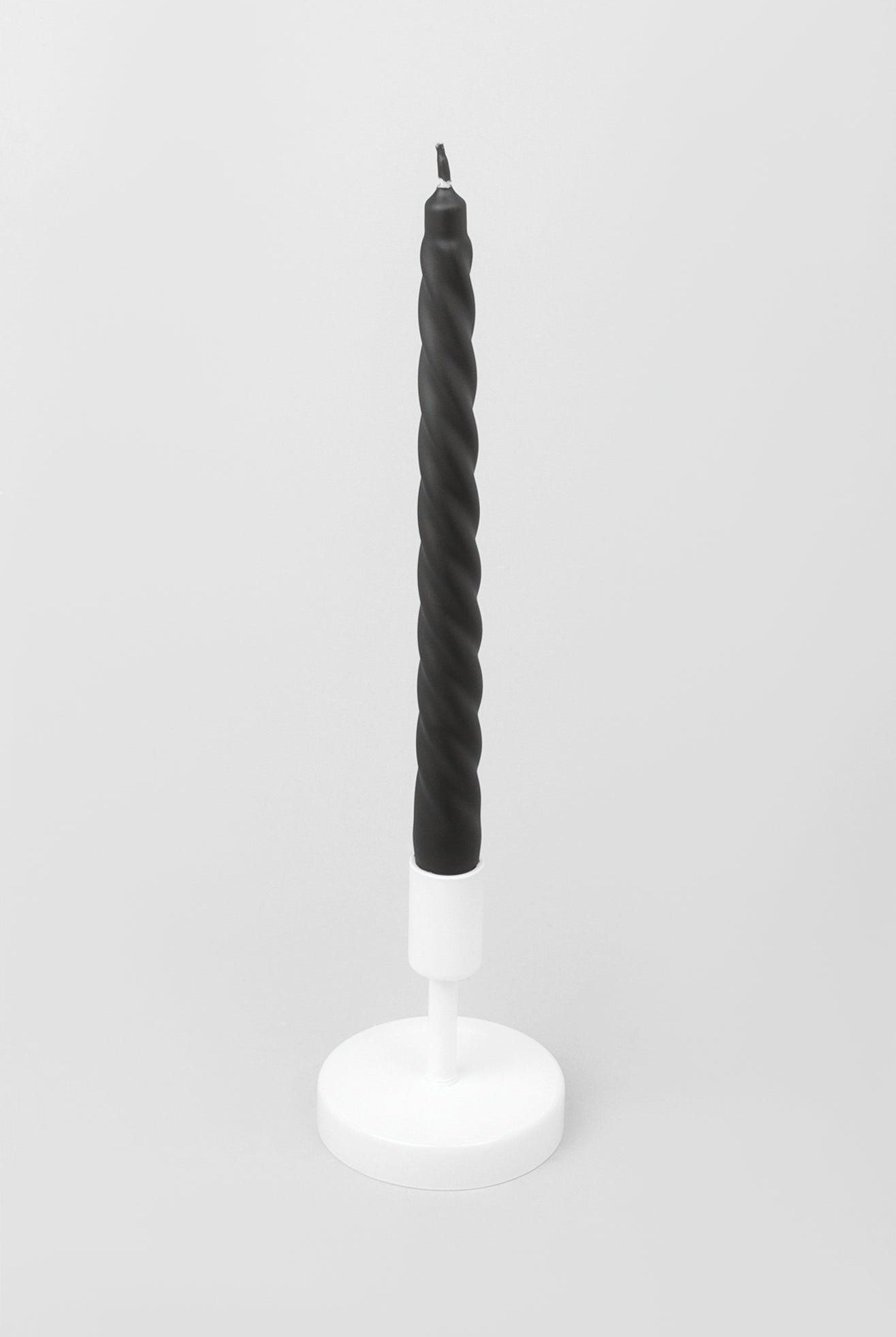 Coraline Nocturra Set of 2, 10 or 20 Matte Black Twisted Dinner & Taper Candles - G Decor