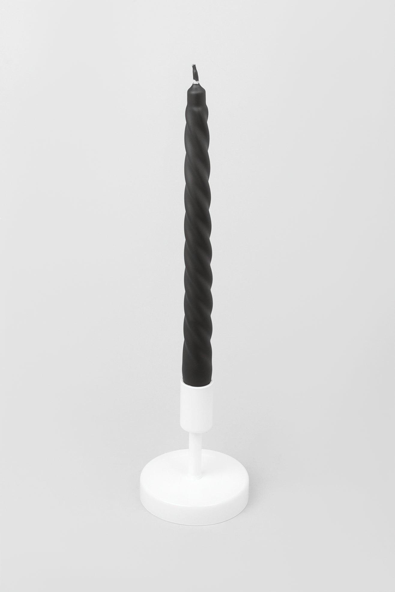 Coraline Nocturra Set of 2, 10 or 20 Matte Black Twisted Dinner & Taper Candles - G Decor