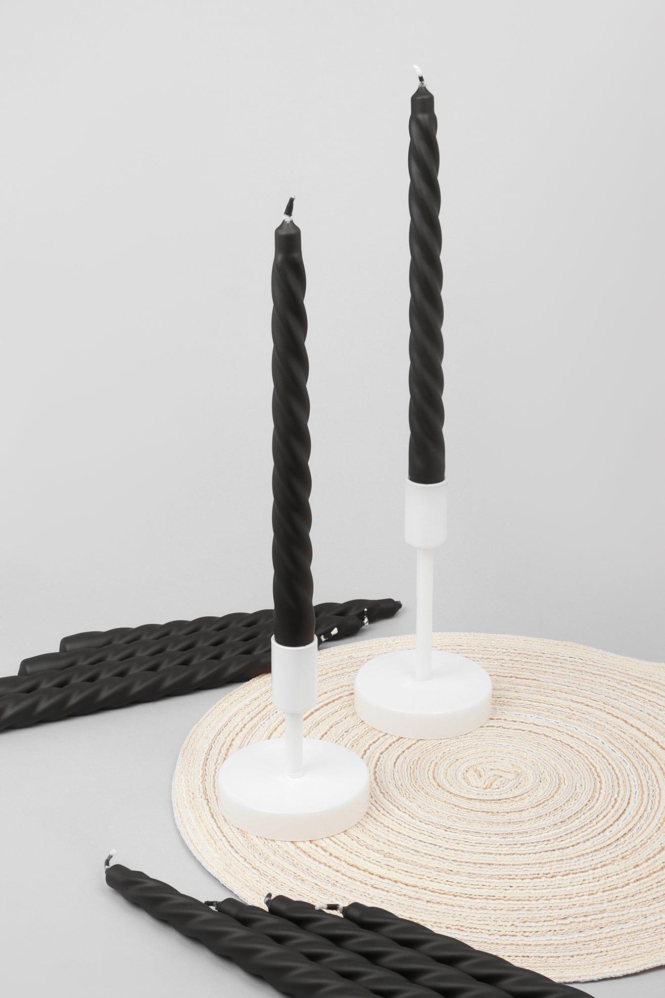 Coraline Nocturra Set of 2, 10 or 20 Matte Black Twisted Dinner & Taper Candles - G Decor