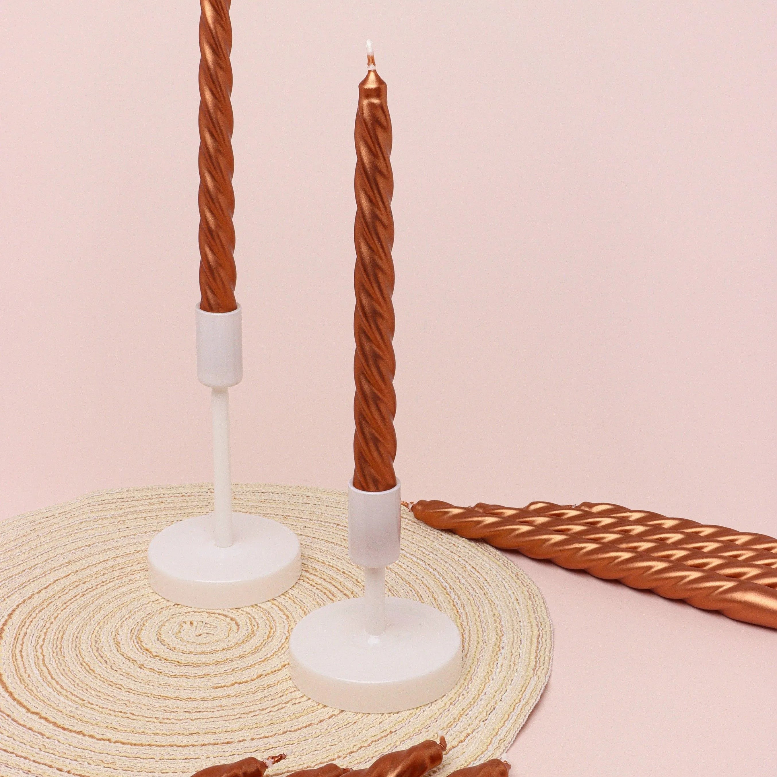 coraline-terracina-set-of-2-10-or-20-copper-bronze-twisted-dinner-and-taper-candles-g-decor-80079 - G Decor