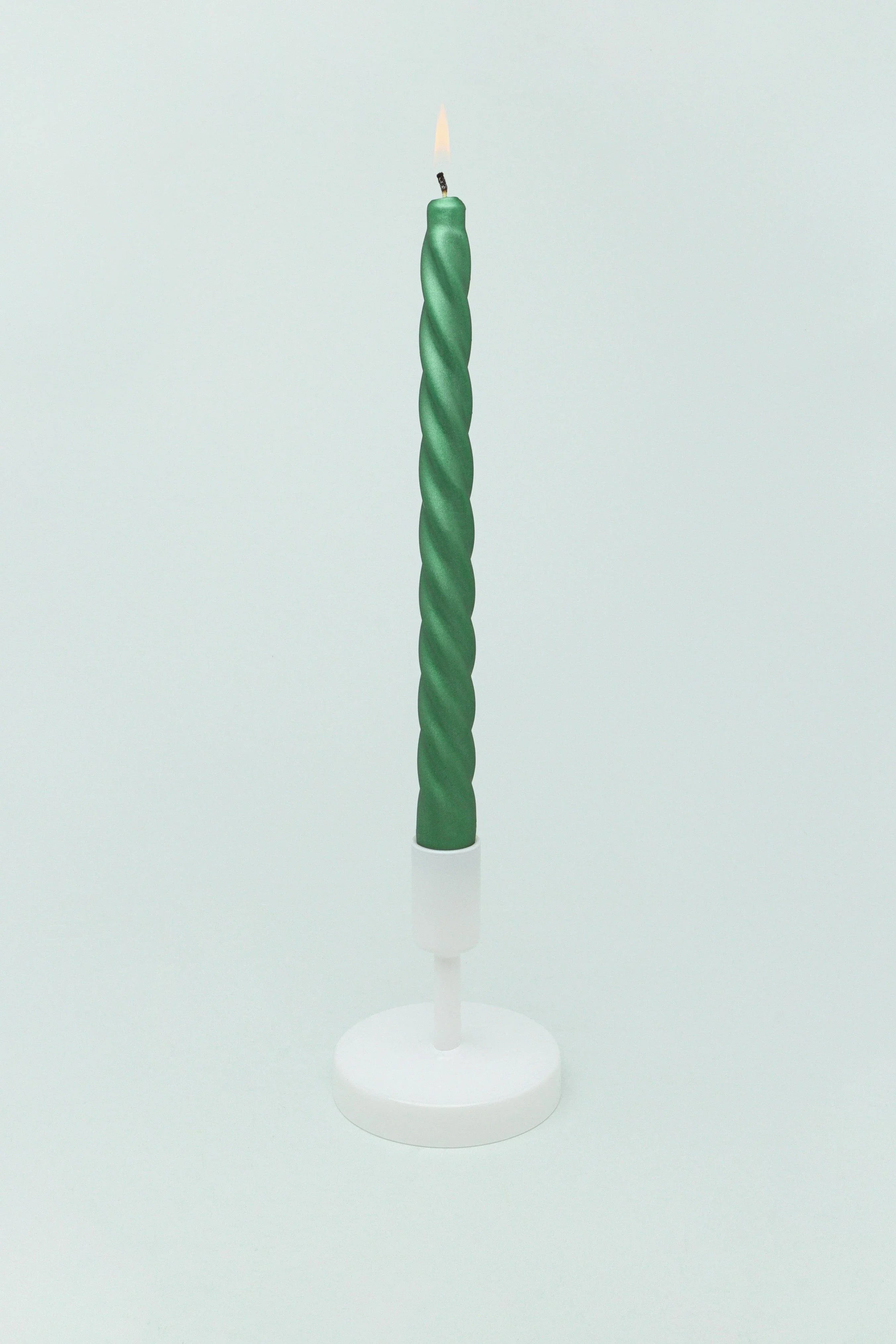 coraline-verdeline-set-of-2-10-or-20-forest-green-twisted-dinner-and-taper-candles-g-decor-66221 - G Decor