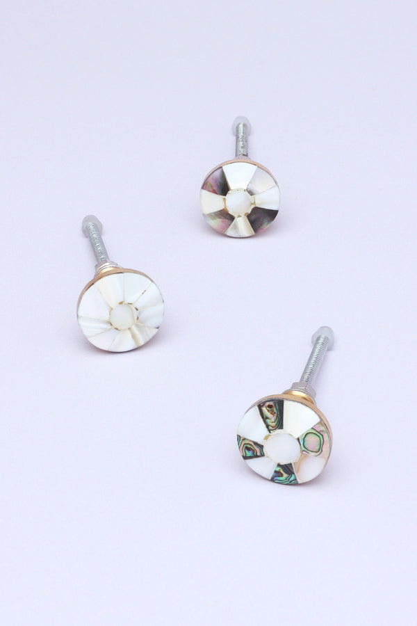 Cordelia Mother of Pearl and Brass Cabinet Pull Knob in Gold