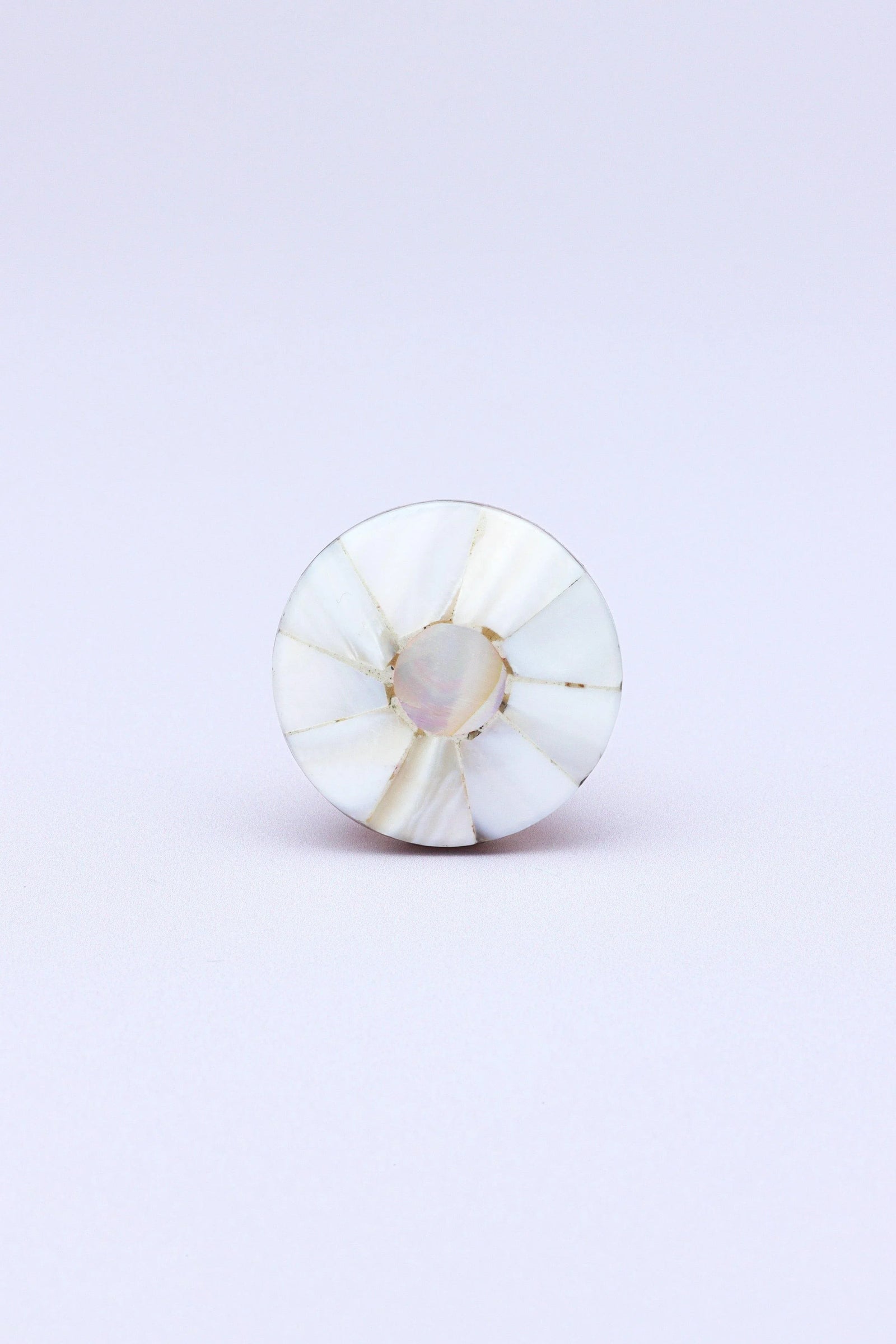 Cordelia mother-of-pearl cabinet pull knob detail with gold brass — G Decor