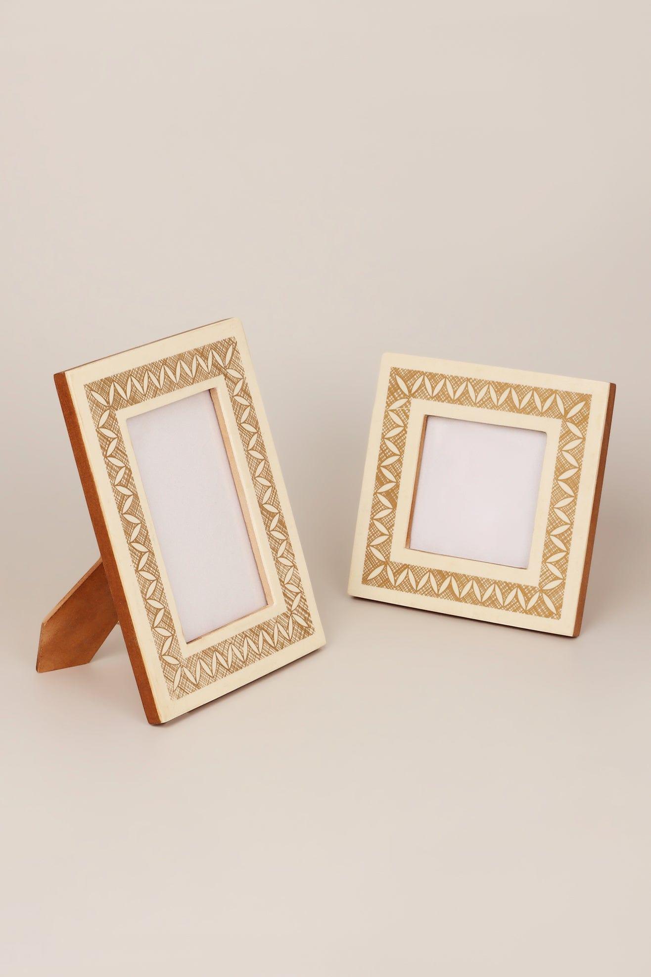 G Decor Picture frames Cream and Brown Wooden Craft Art Stylish Photo Frames