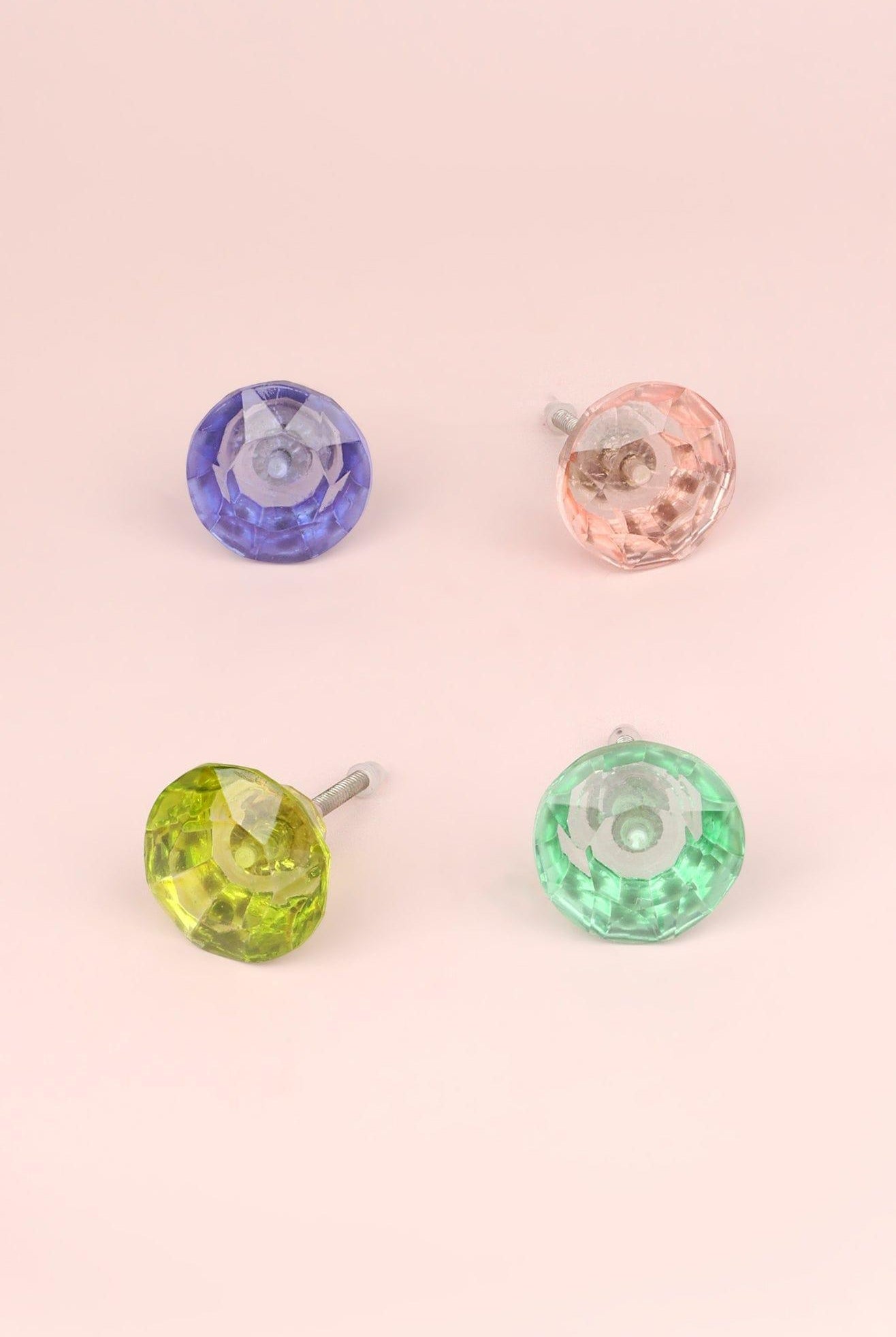 Crystal Handcrafted Coloured Faceted Glass Cupboard Door Knob Handle (42mm) - G Decor