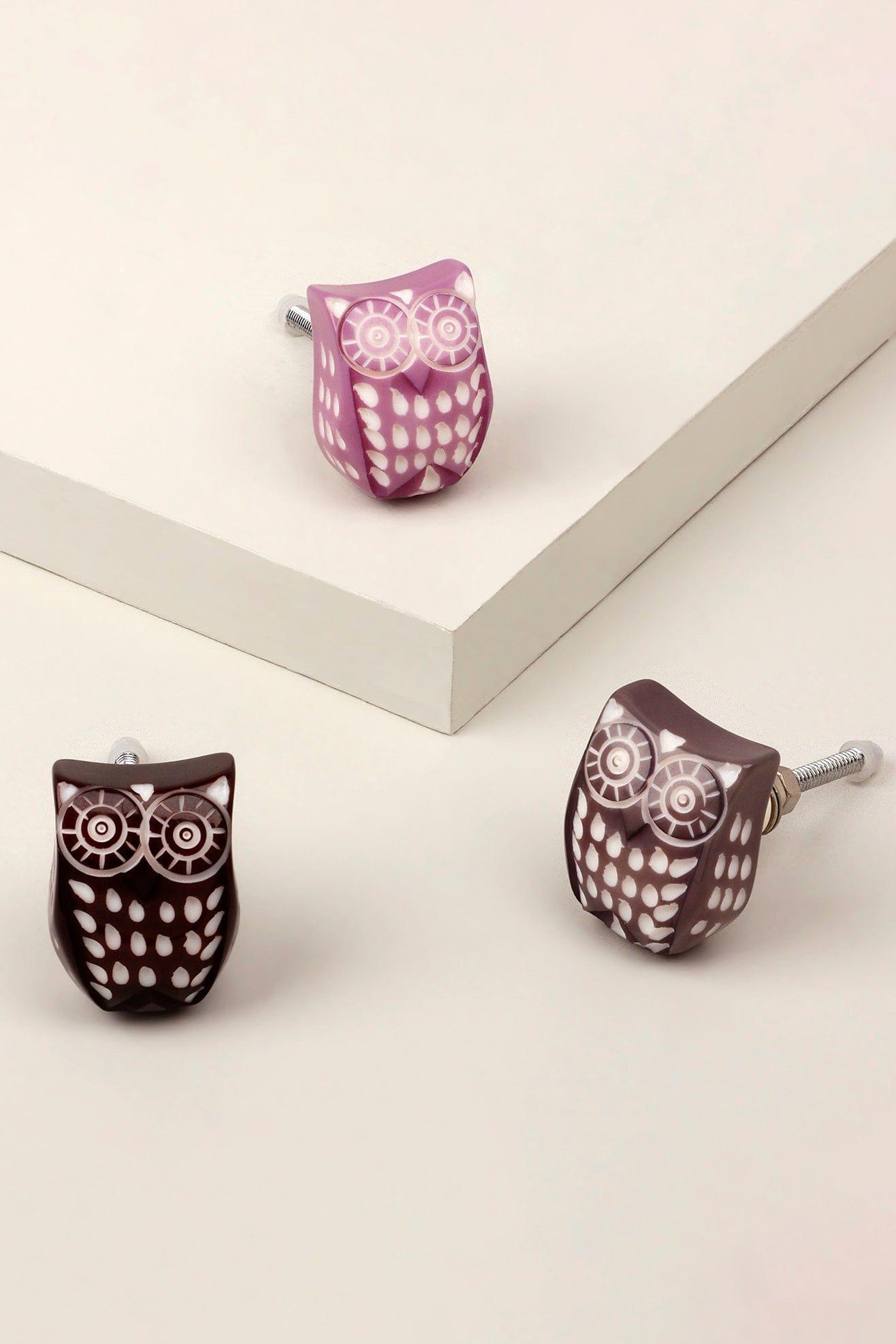 Designer Hand-Engraved Resin Owl Cabinet Knob Unique In-House Twist on a Classic - G Decor