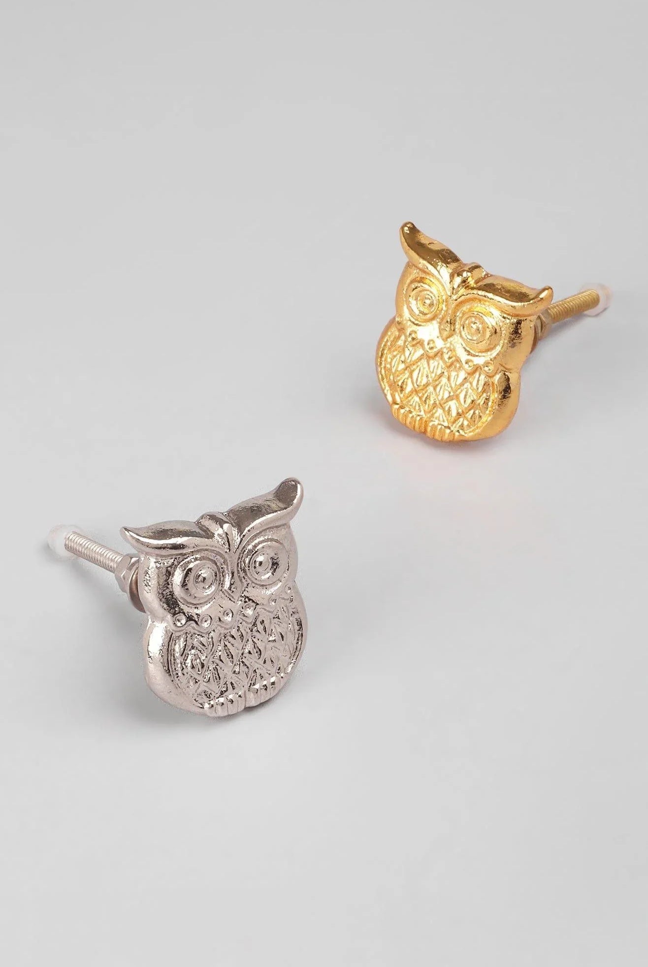 Designer Handcrafted Owl Cabinet Knob Gold & Silver Drawer Handle - G Decor
