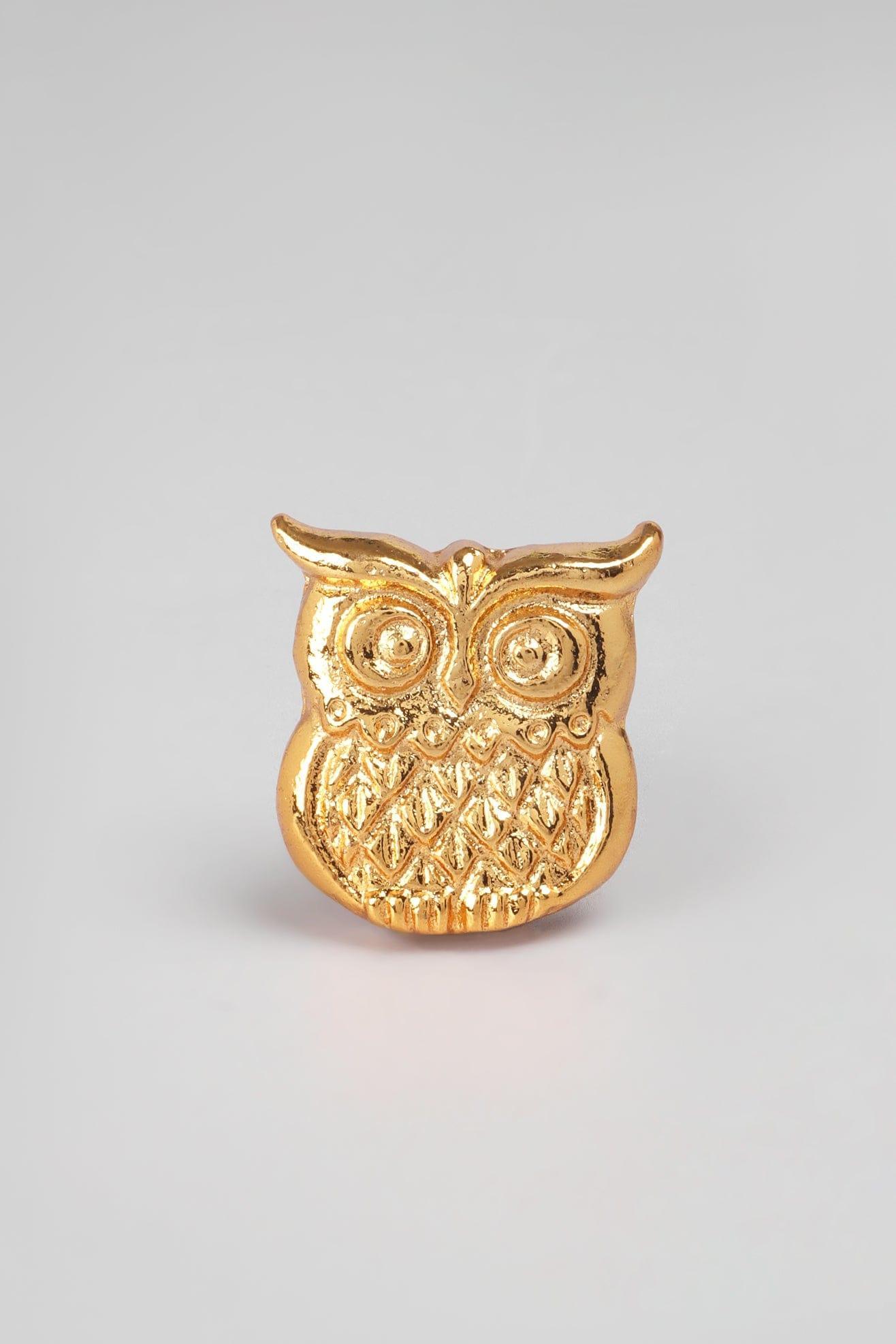 Designer Handcrafted Owl Cabinet Knob Gold & Silver Drawer Handle - G Decor