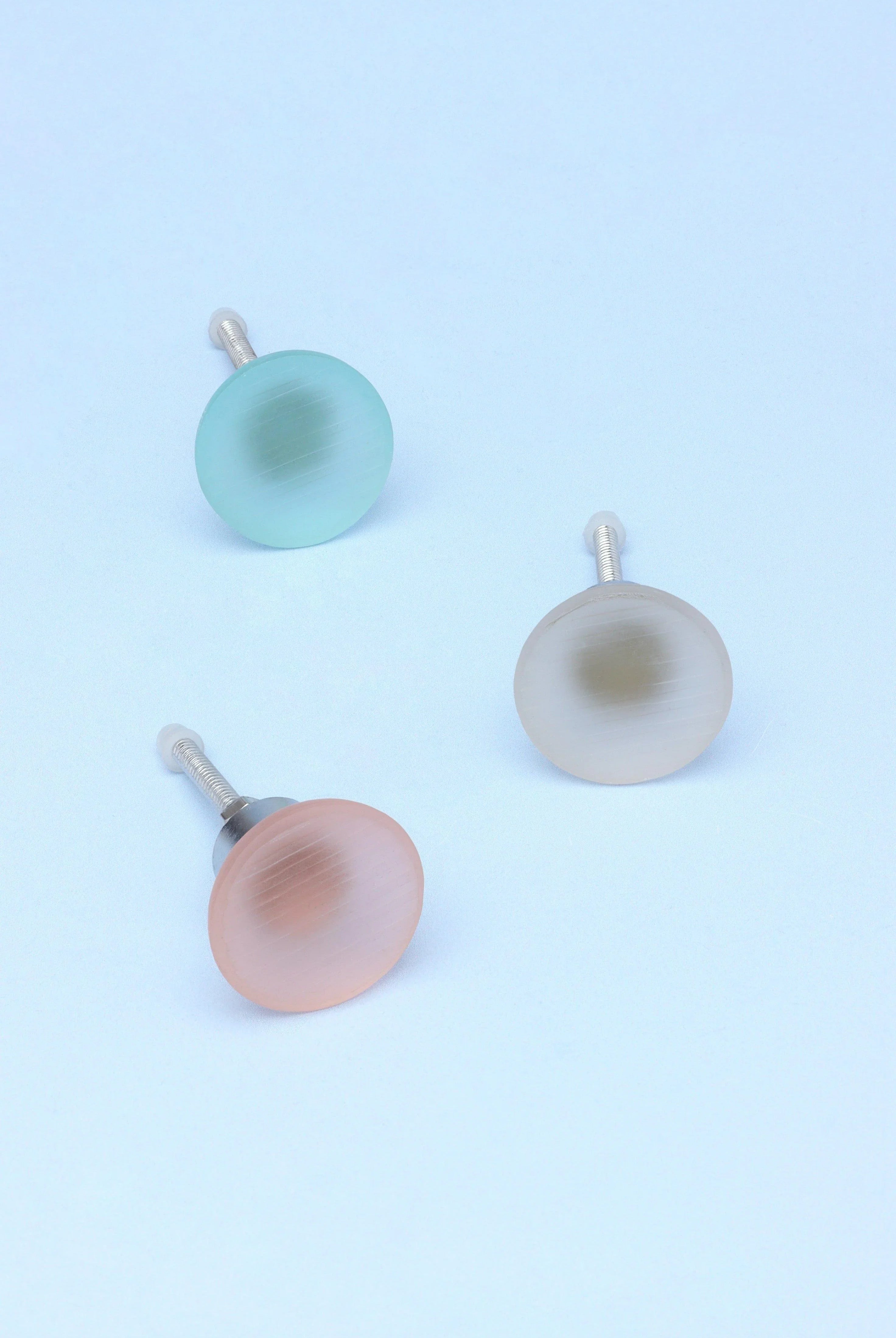 Desiree Frosted Glass Knobs Ribbed Matte Finish in Pastel Hues - G Decor